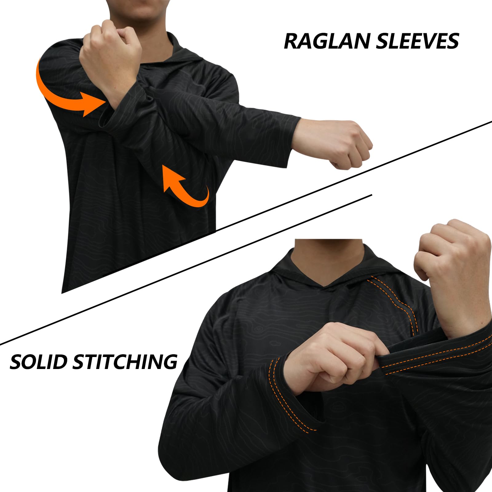 LOOGU Men’s Hoodie Long Sleeve Shirt Black-w T70