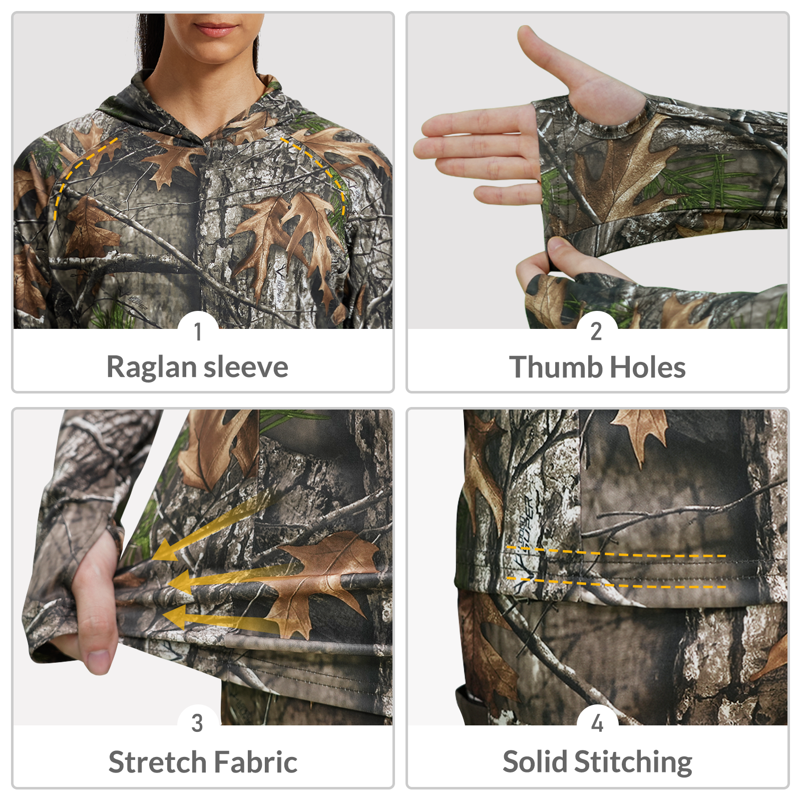 LOOGU Women's UPF50+ Hoodies Shirts Super Tree Camo WT73-R