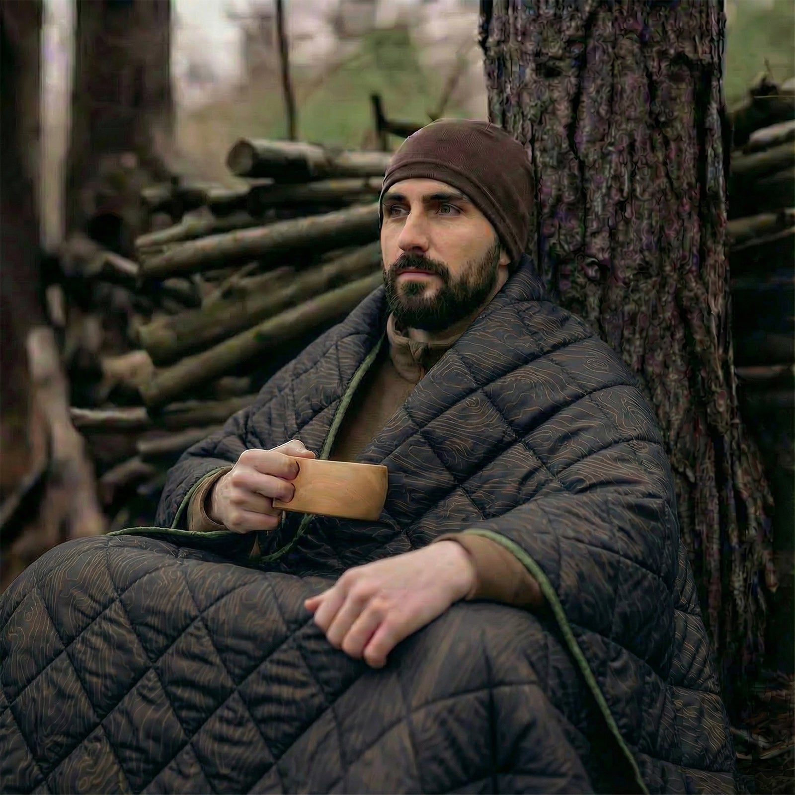 LOOGU – couverture camouflage Woobie imperméable, doublure de poncho pour le camping en plein air, la randonnée, la chasse, la survie, la randonnée, le pique-nique