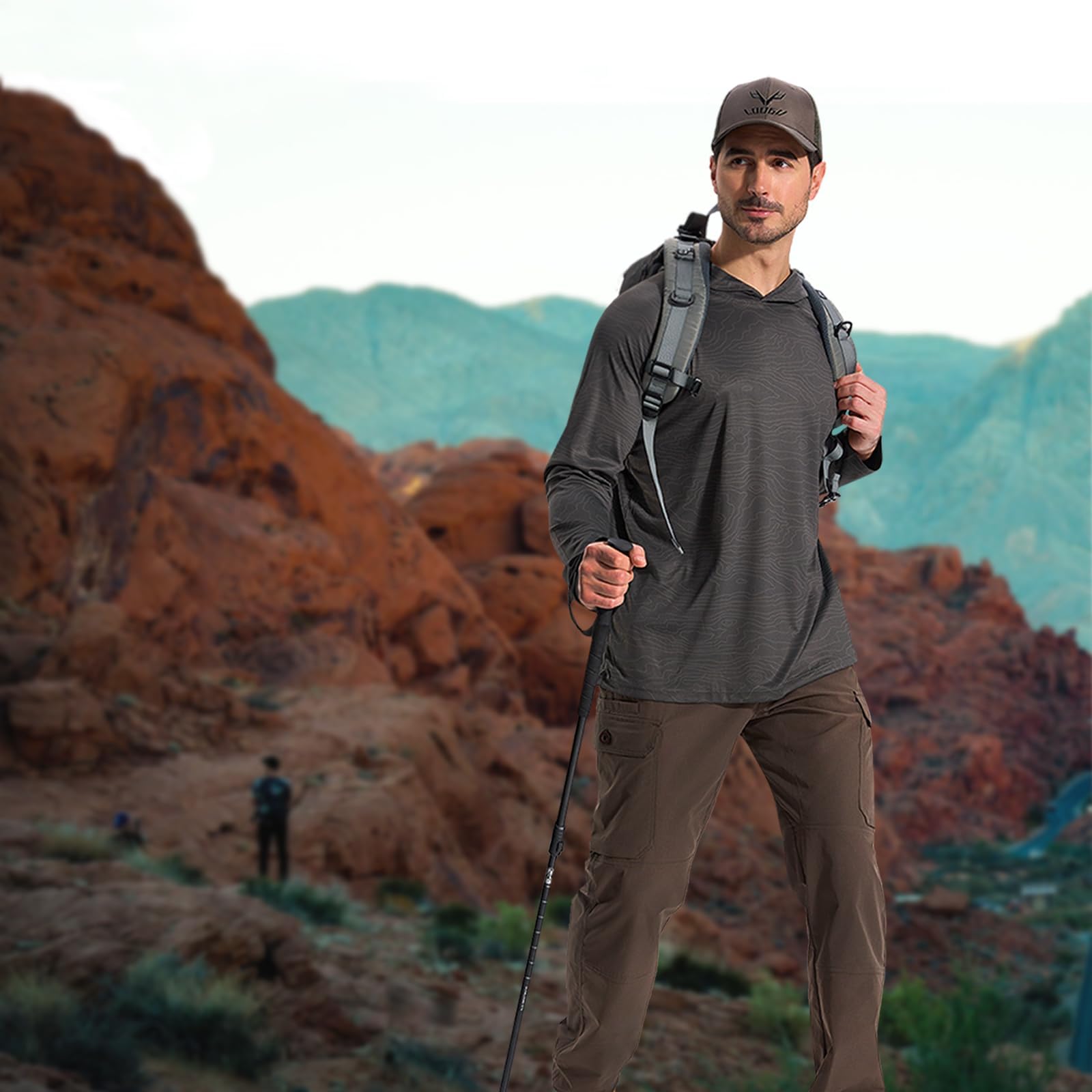 LOOGU Camo Hunting Pants 7 Pockets Dark Brown H30