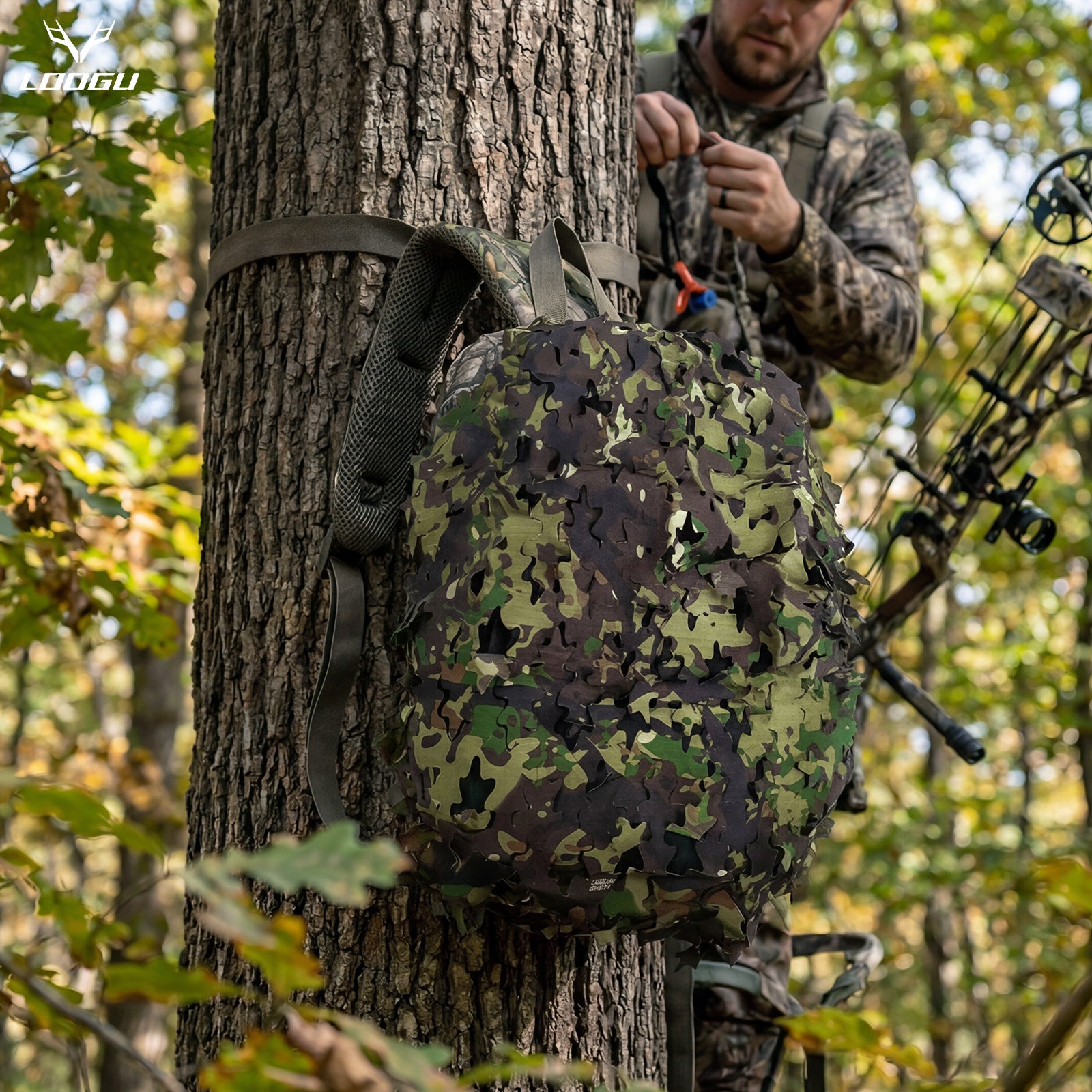 LOOGU Camo Tactical Backpack Cover Oak Leaf