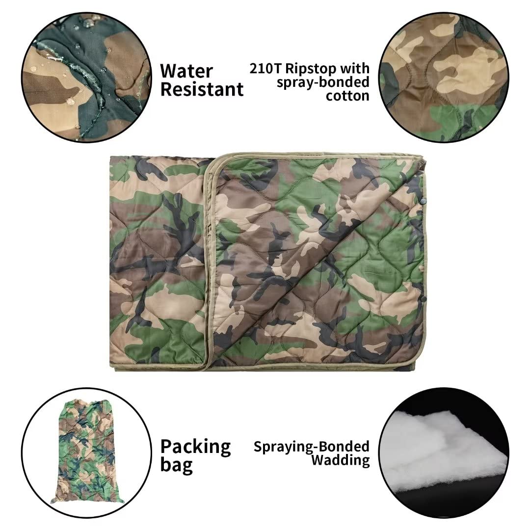 LOOGU – couverture camouflage Woobie imperméable, doublure de poncho pour le camping en plein air, la randonnée, la chasse, la survie, la randonnée, le pique-nique