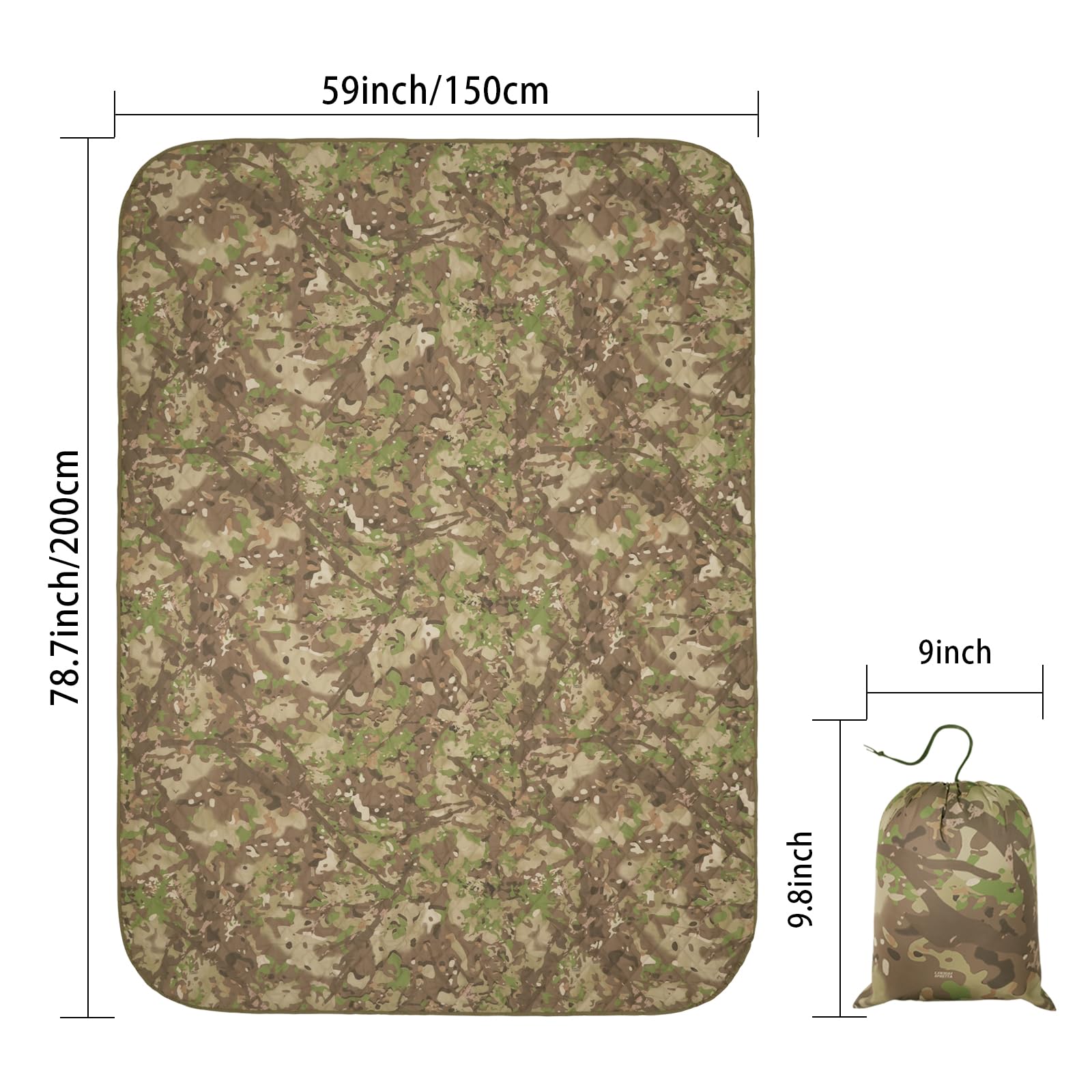 LOOGU Camo Blanket Waterproof Insulation Poncho Liner BL60
