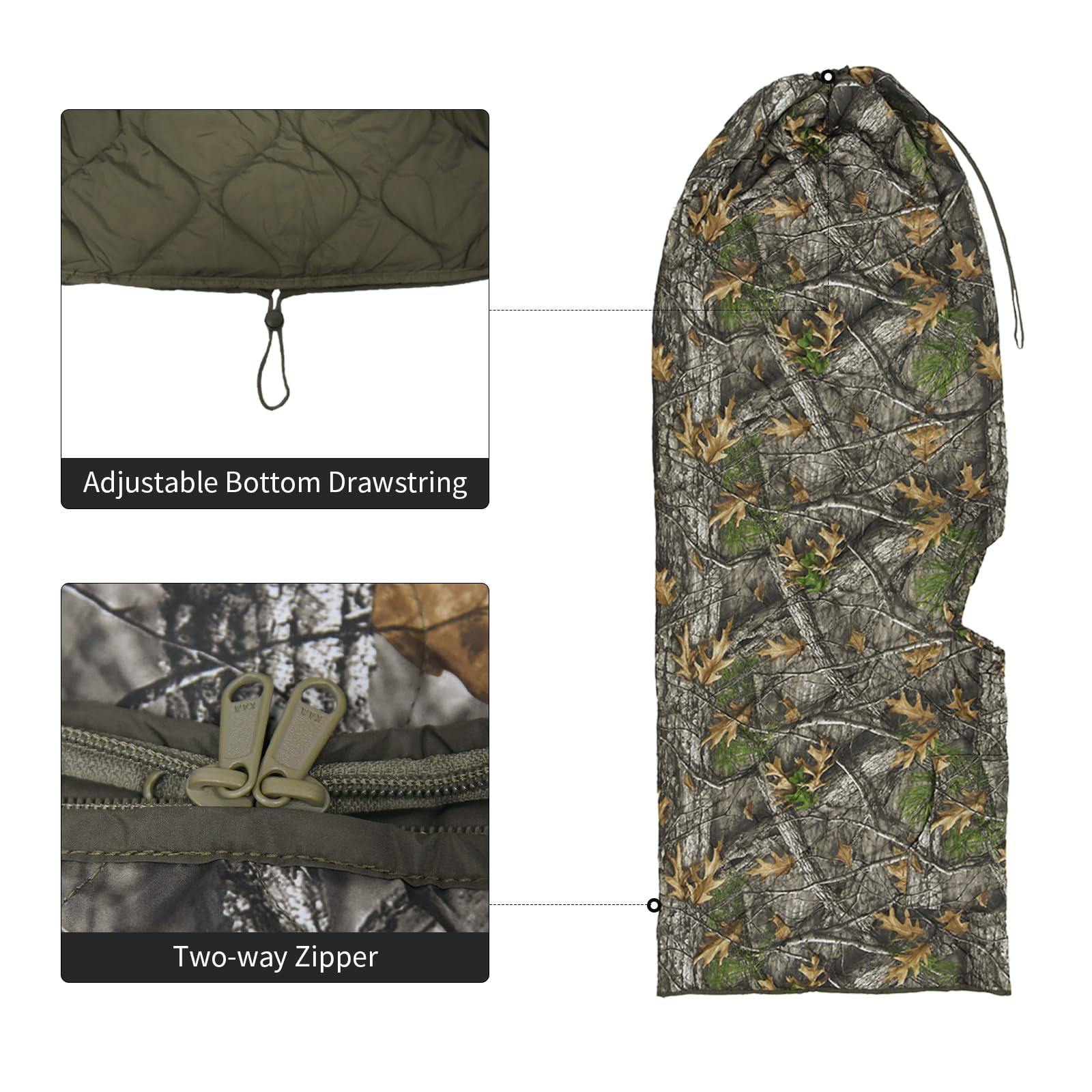 LOOGU Camo Blanket Zipper Insulated Sleeping Bag IP10