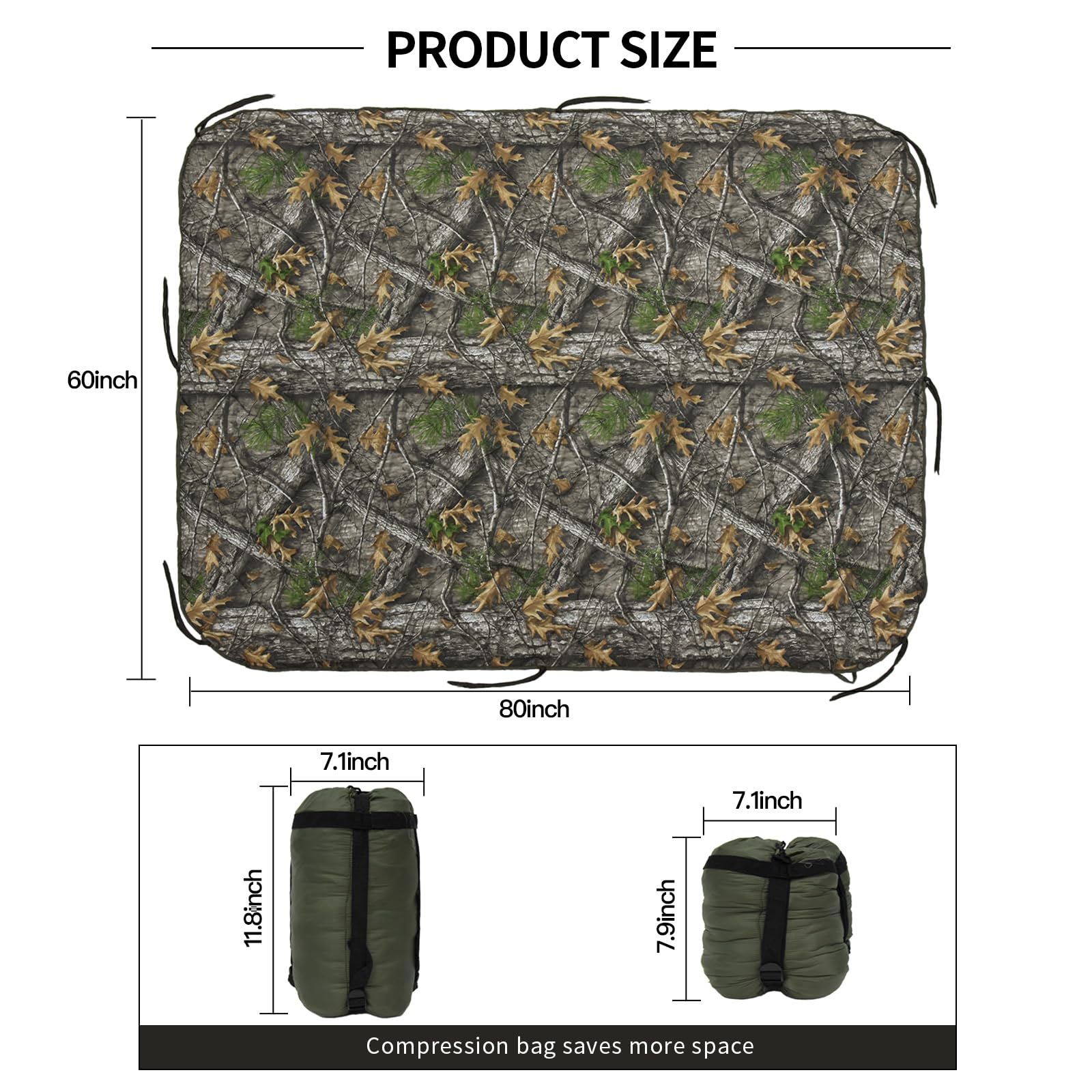 LOOGU Camo Blanket Waterproof Insulation Poncho Liner BL40