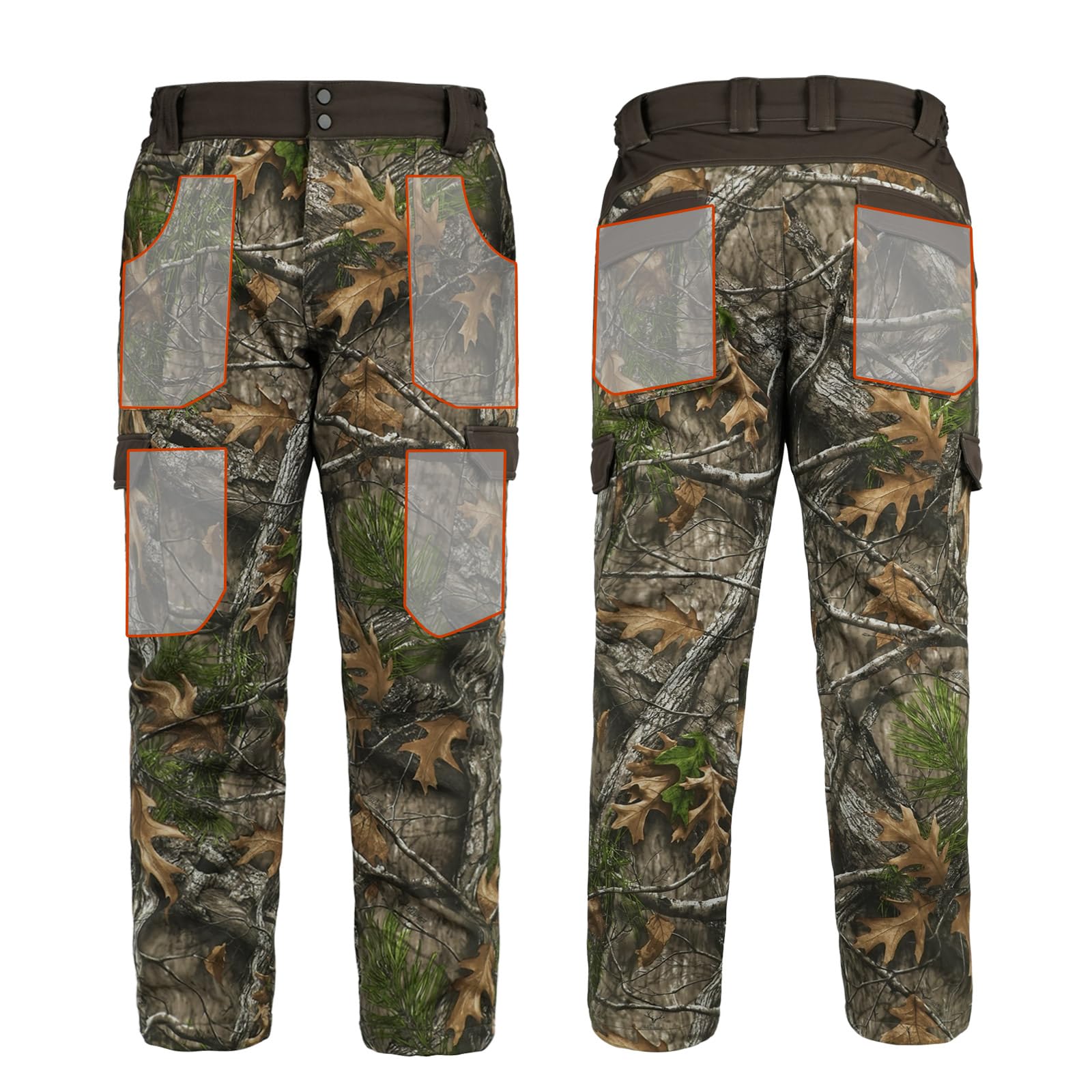 LOOGU Camo Hunting Fleece Insulation Pants 6 pocket Super Tree P20