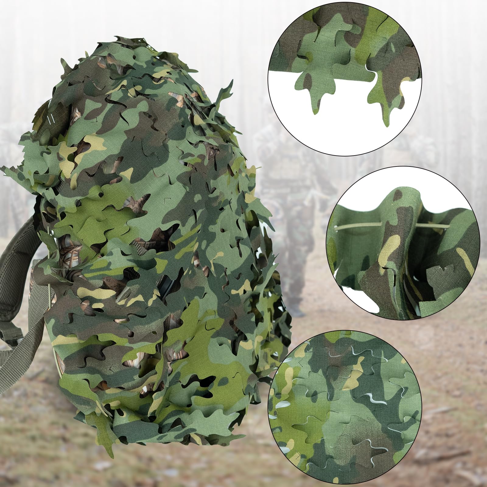 LOOGU Camo Tactical Backpack Cover Oak Leaf