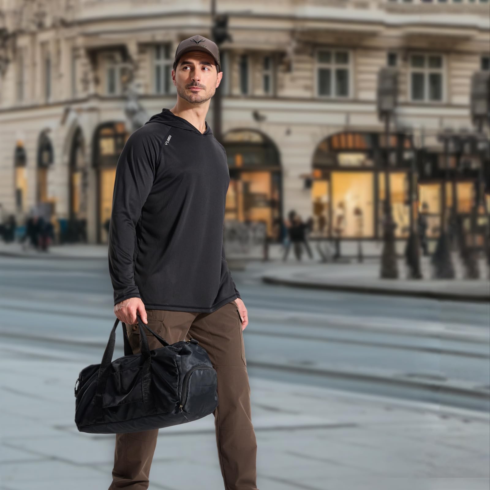 LOOGU Camo Hunting Pants 7 Pockets Alpha Green+Black H70