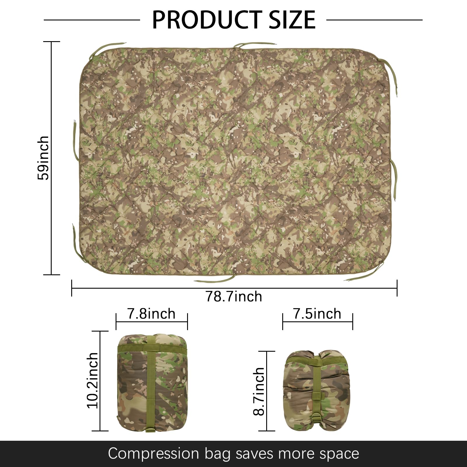 LOOGU Camo Blanket Waterproof Insulation Poncho Liner BL40