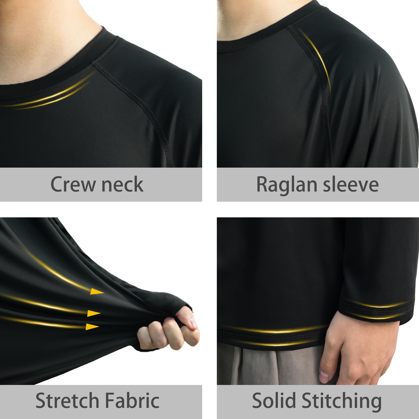 LOOGU Men’s Outdoor Long Sleeve Shirt Black T30-LG