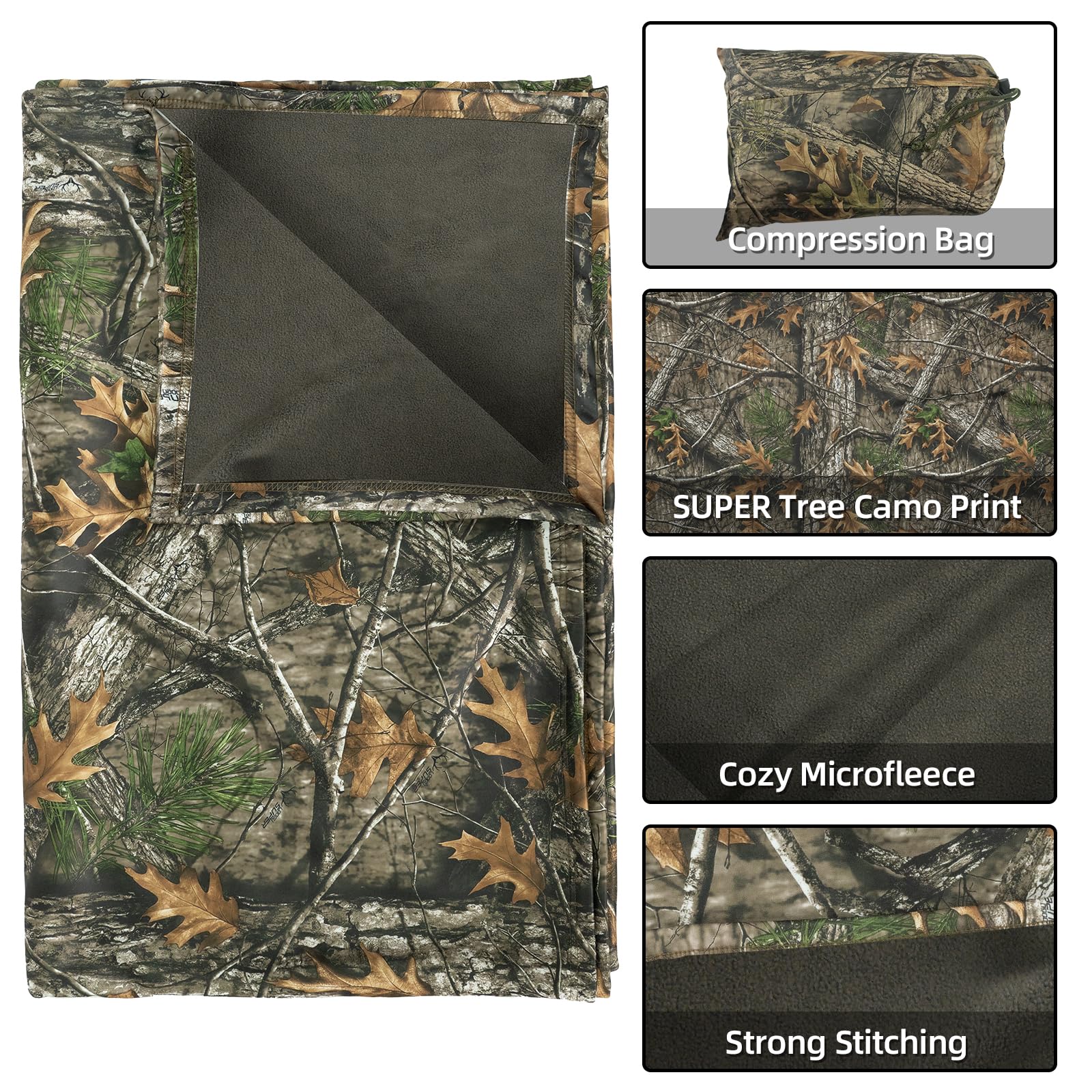 LOOGU – couverture camouflage Woobie imperméable, doublure de poncho pour le camping en plein air, la randonnée, la chasse, la survie, la randonnée, le pique-nique