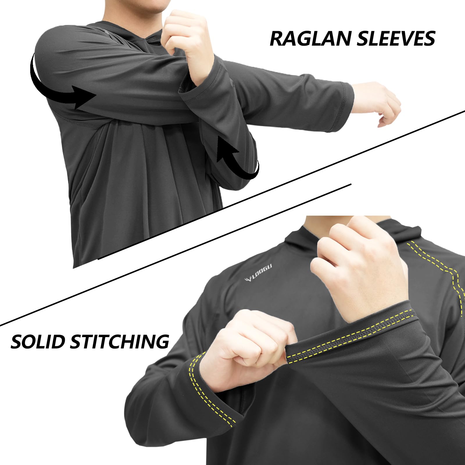 LOOGU Men’s Hoodie Long Sleeve Shirt Dark Gray T70