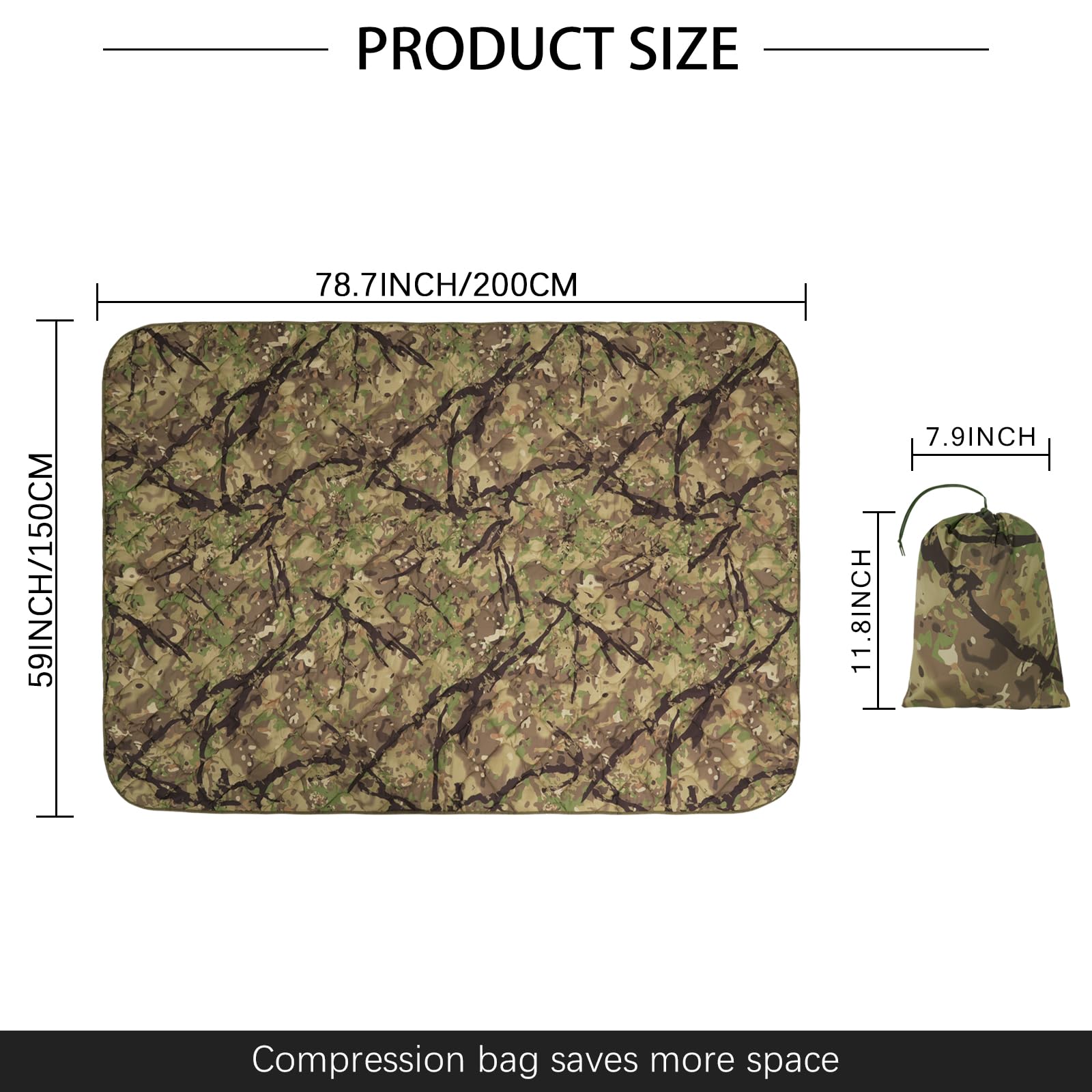 LOOGU – couverture camouflage Woobie imperméable, doublure de poncho pour le camping en plein air, la randonnée, la chasse, la survie, la randonnée, le pique-nique