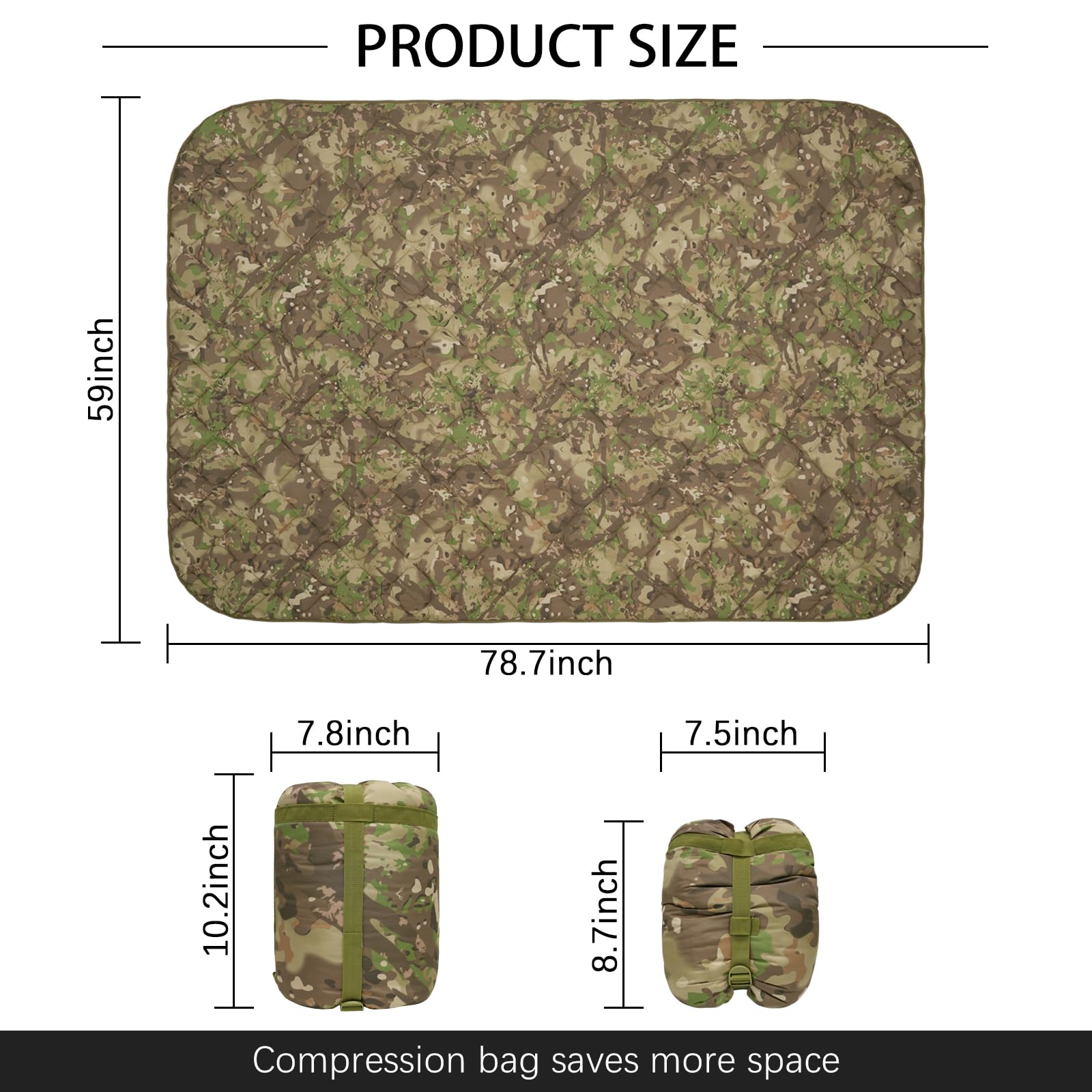 LOOGU – couverture camouflage Woobie imperméable, doublure de poncho pour le camping en plein air, la randonnée, la chasse, la survie, la randonnée, le pique-nique