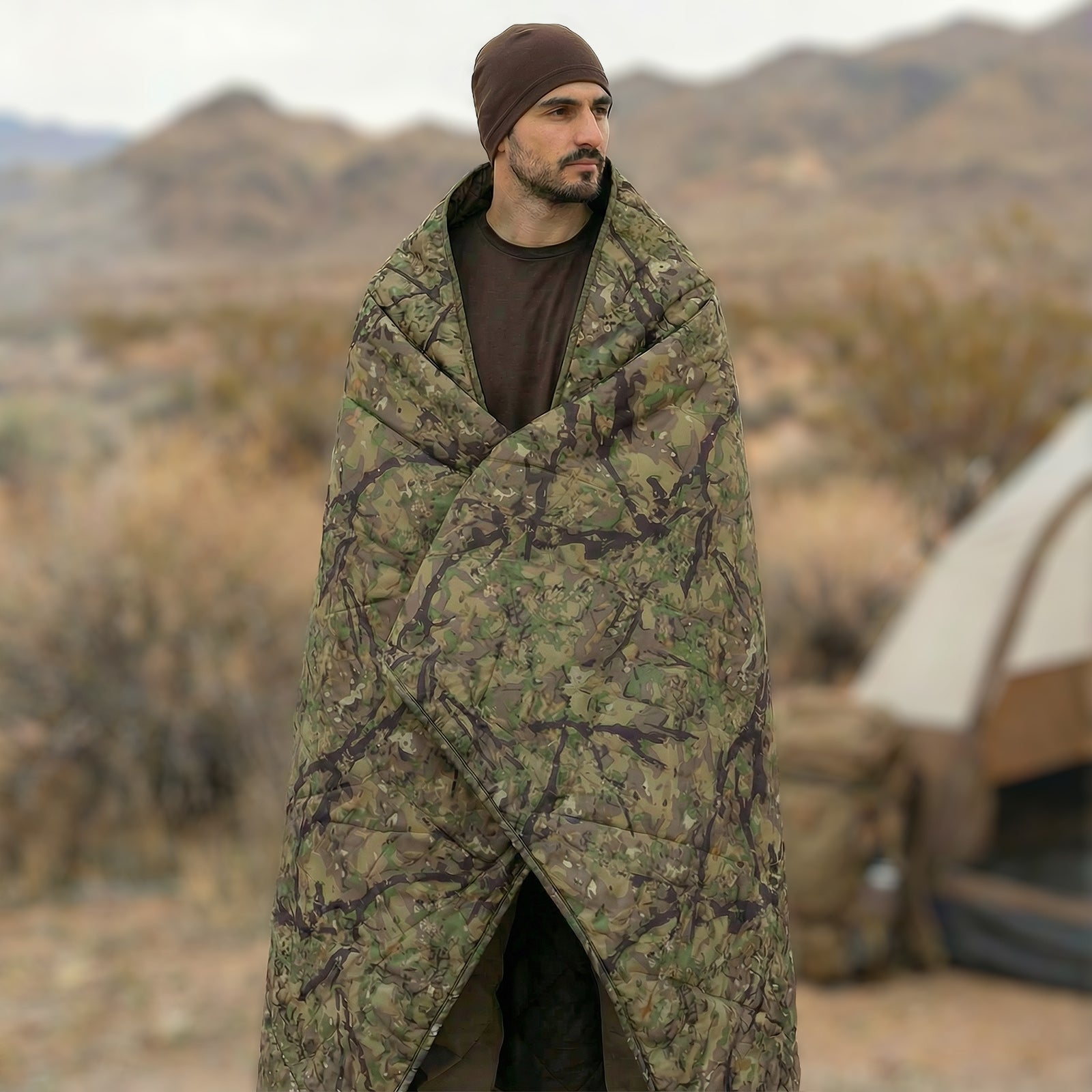 LOOGU – couverture camouflage Woobie imperméable, doublure de poncho pour le camping en plein air, la randonnée, la chasse, la survie, la randonnée, le pique-nique