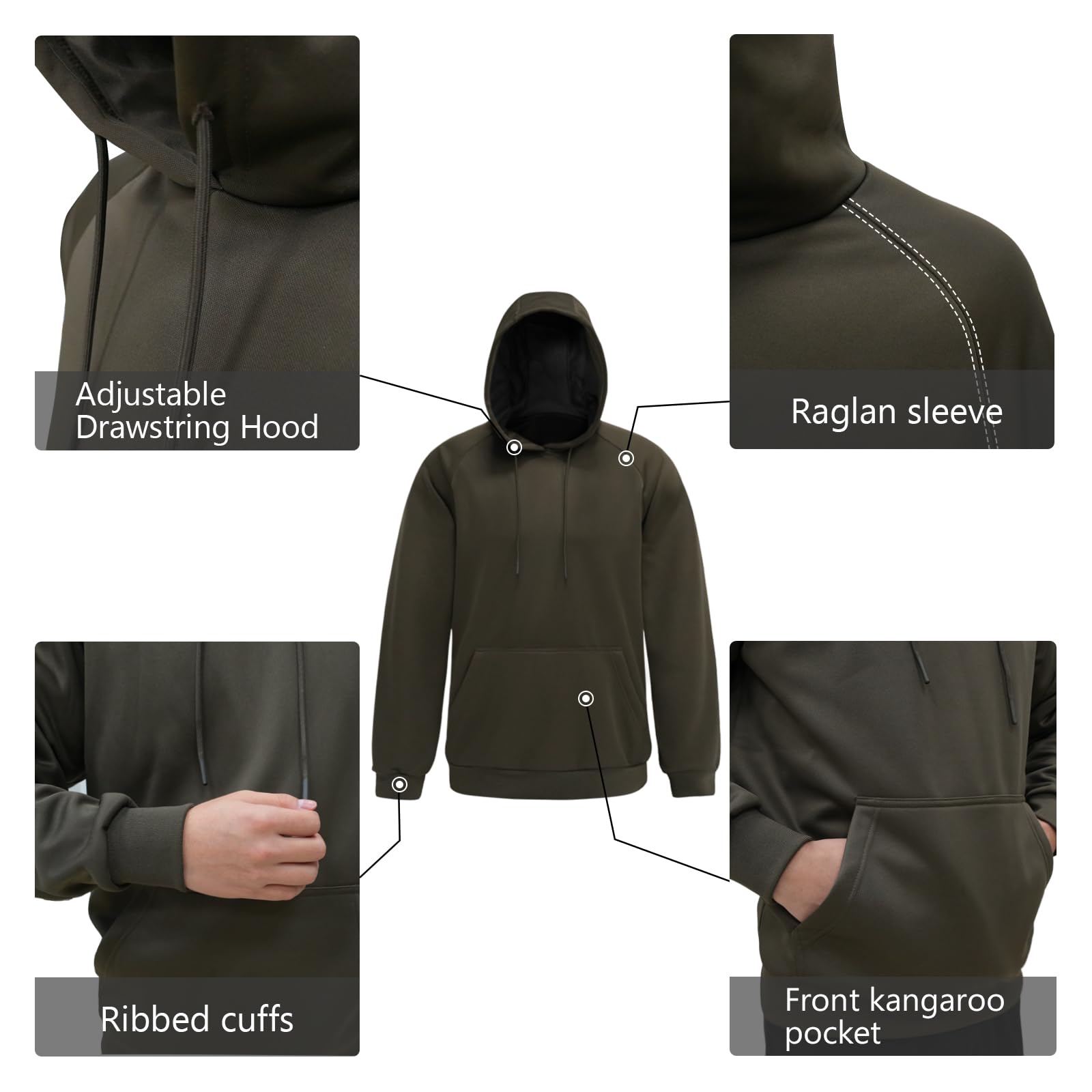 LOOGU Hunting Fleece Zipper Hoodie-Brown D60
