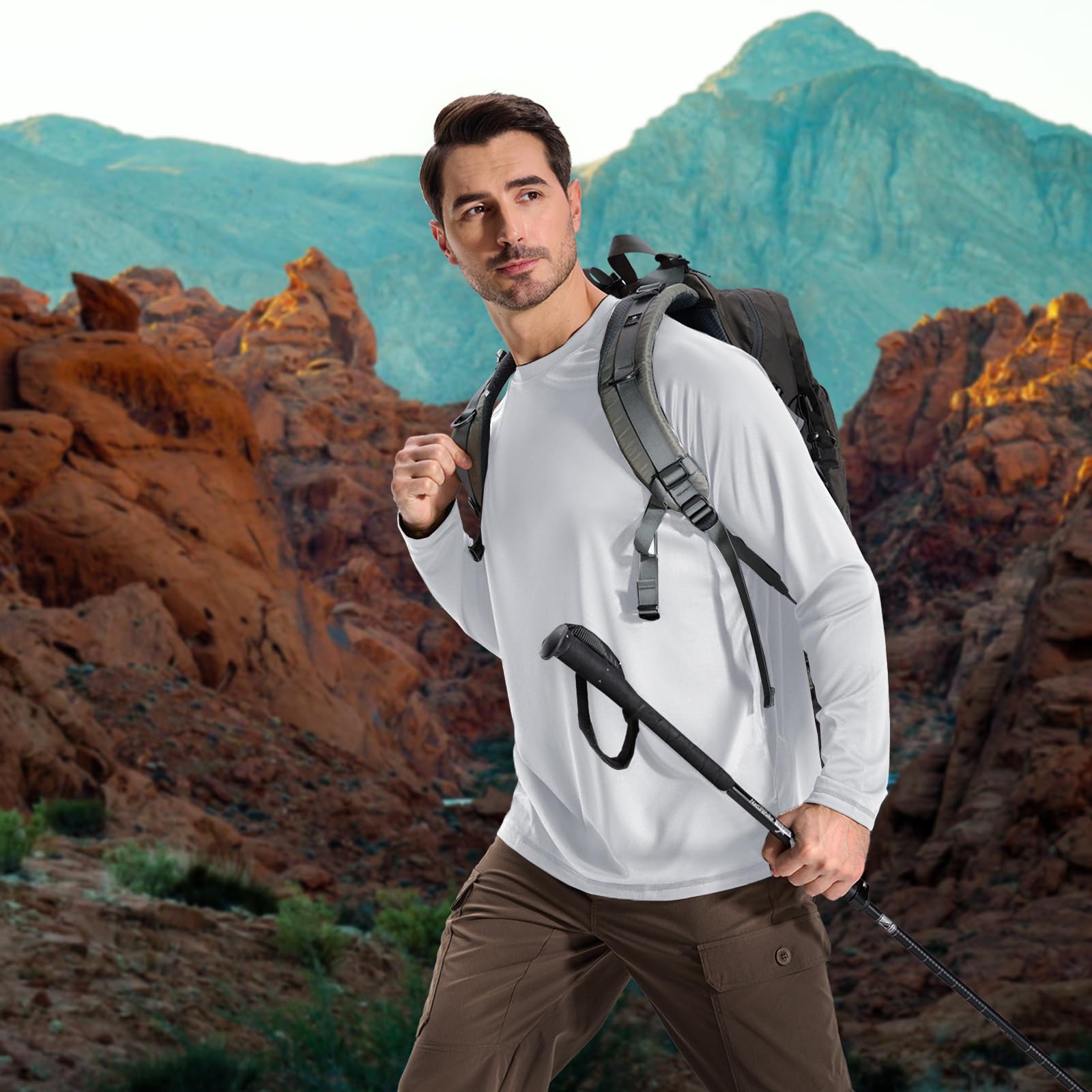 LOOGU Men’s Outdoor Long Sleeve Shirt Light Green T30-LG