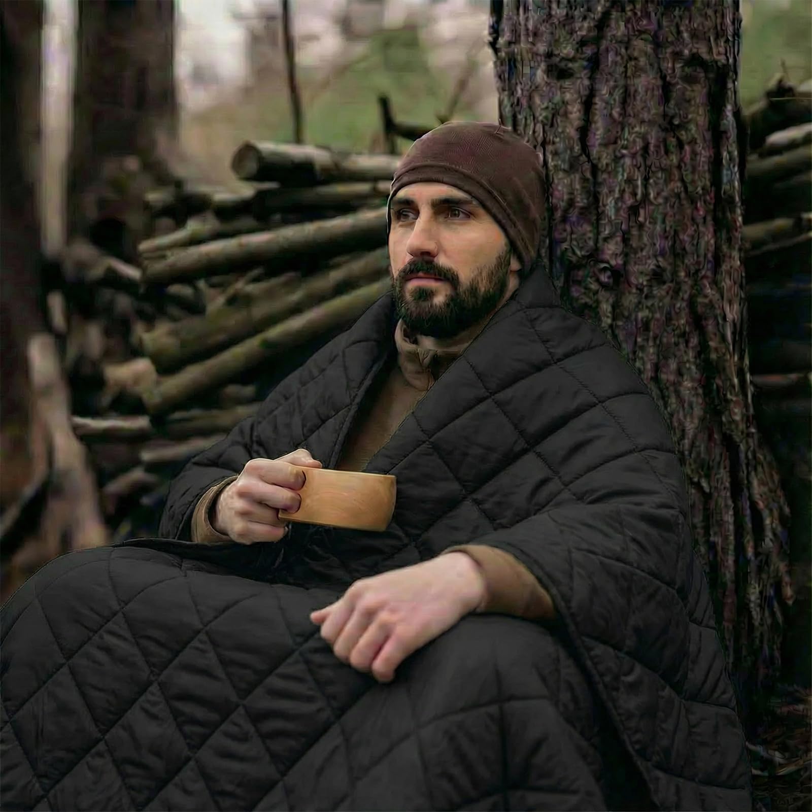 LOOGU – couverture camouflage Woobie imperméable, doublure de poncho pour le camping en plein air, la randonnée, la chasse, la survie, la randonnée, le pique-nique