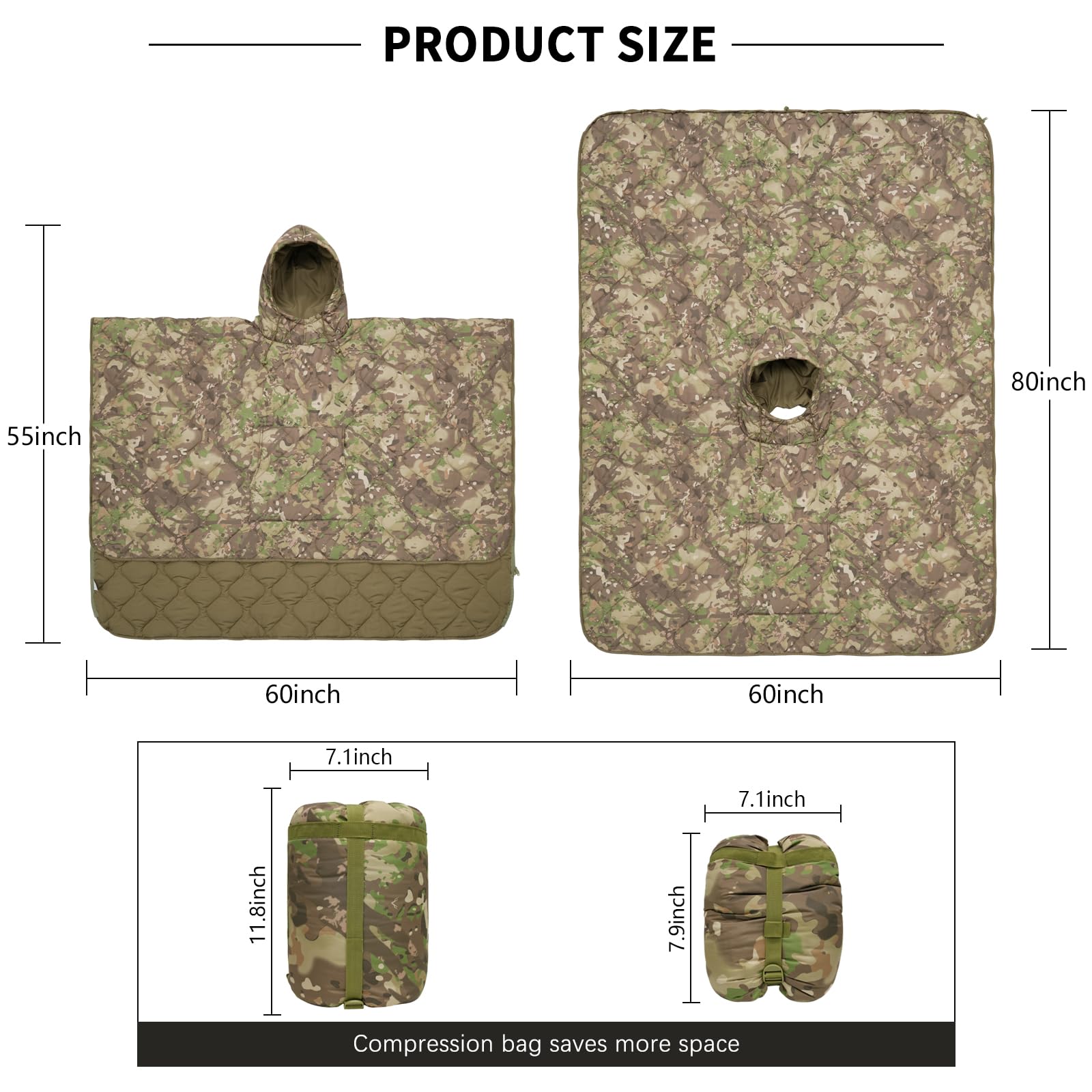 LOOGU Camo Blanket Zipper Insulated Sleeping Bag IP10