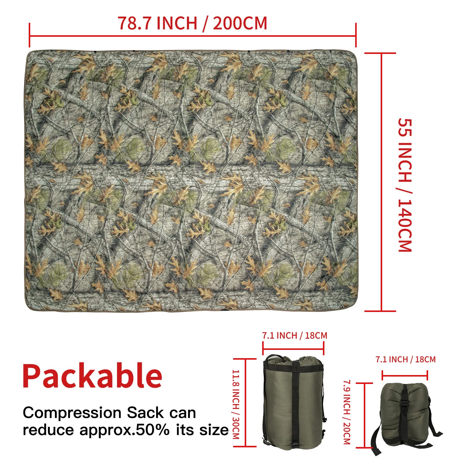 LOOGU – couverture camouflage Woobie imperméable, doublure de poncho pour le camping en plein air, la randonnée, la chasse, la survie, la randonnée, le pique-nique