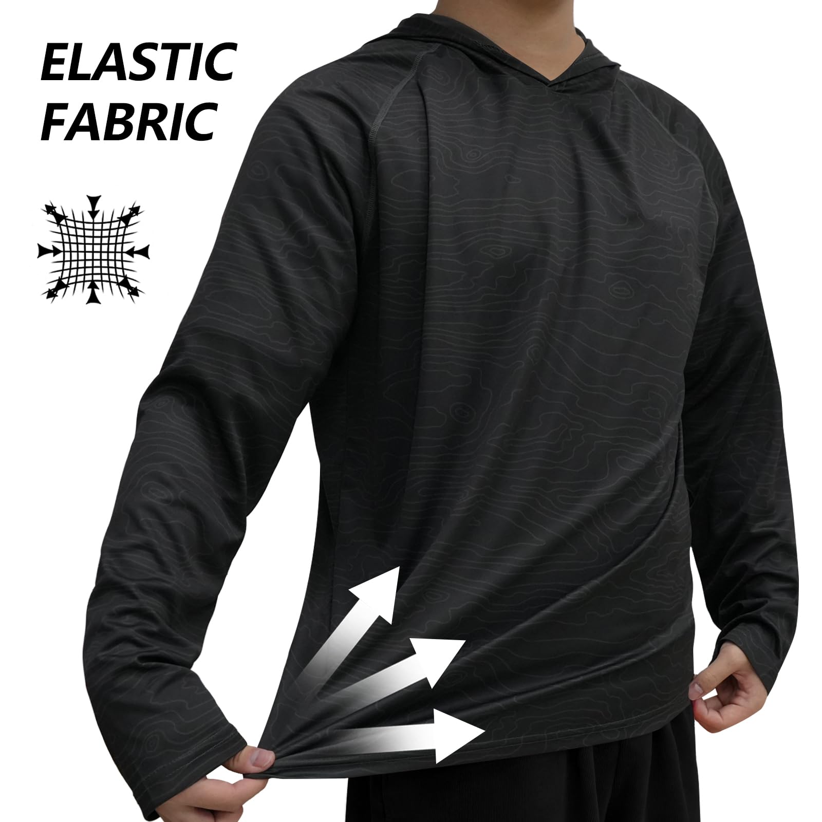 LOOGU Men’s Hoodie Long Sleeve Shirt Black-w T70