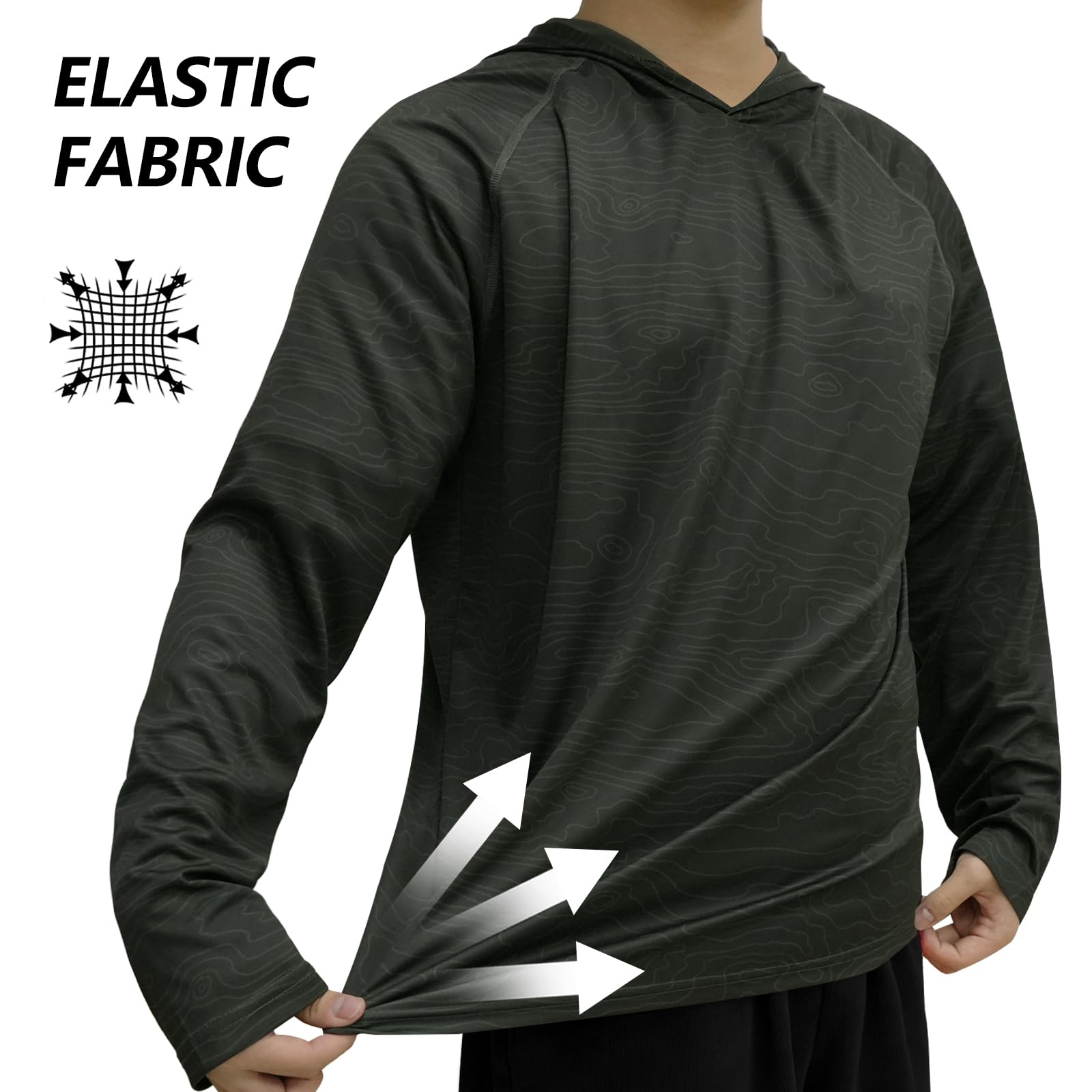 LOOGU Men’s Hoodie Long Sleeve Shirt Green-w T70