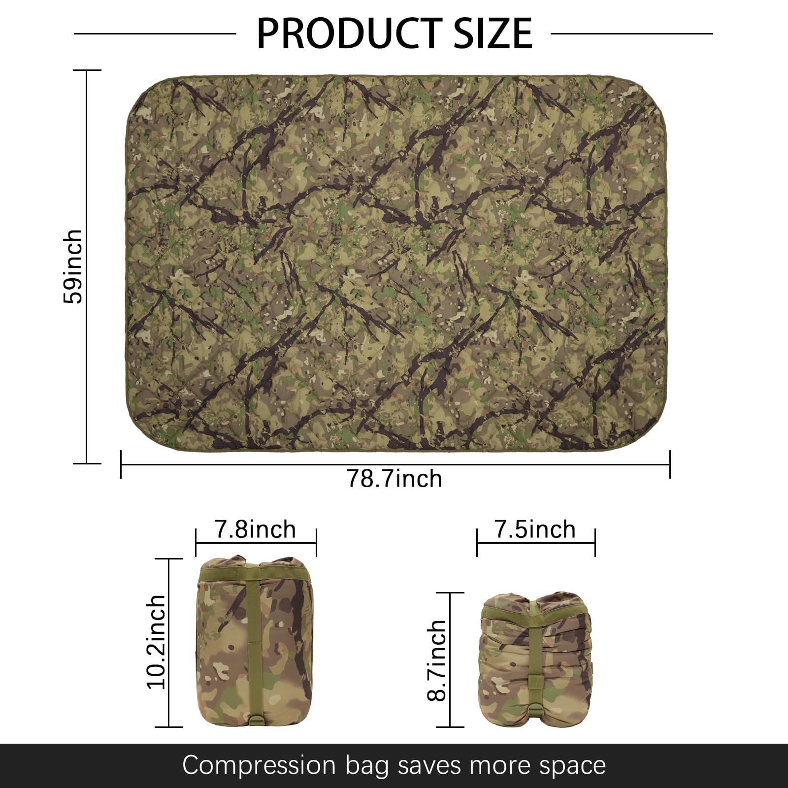 LOOGU – couverture camouflage Woobie imperméable, doublure de poncho pour le camping en plein air, la randonnée, la chasse, la survie, la randonnée, le pique-nique