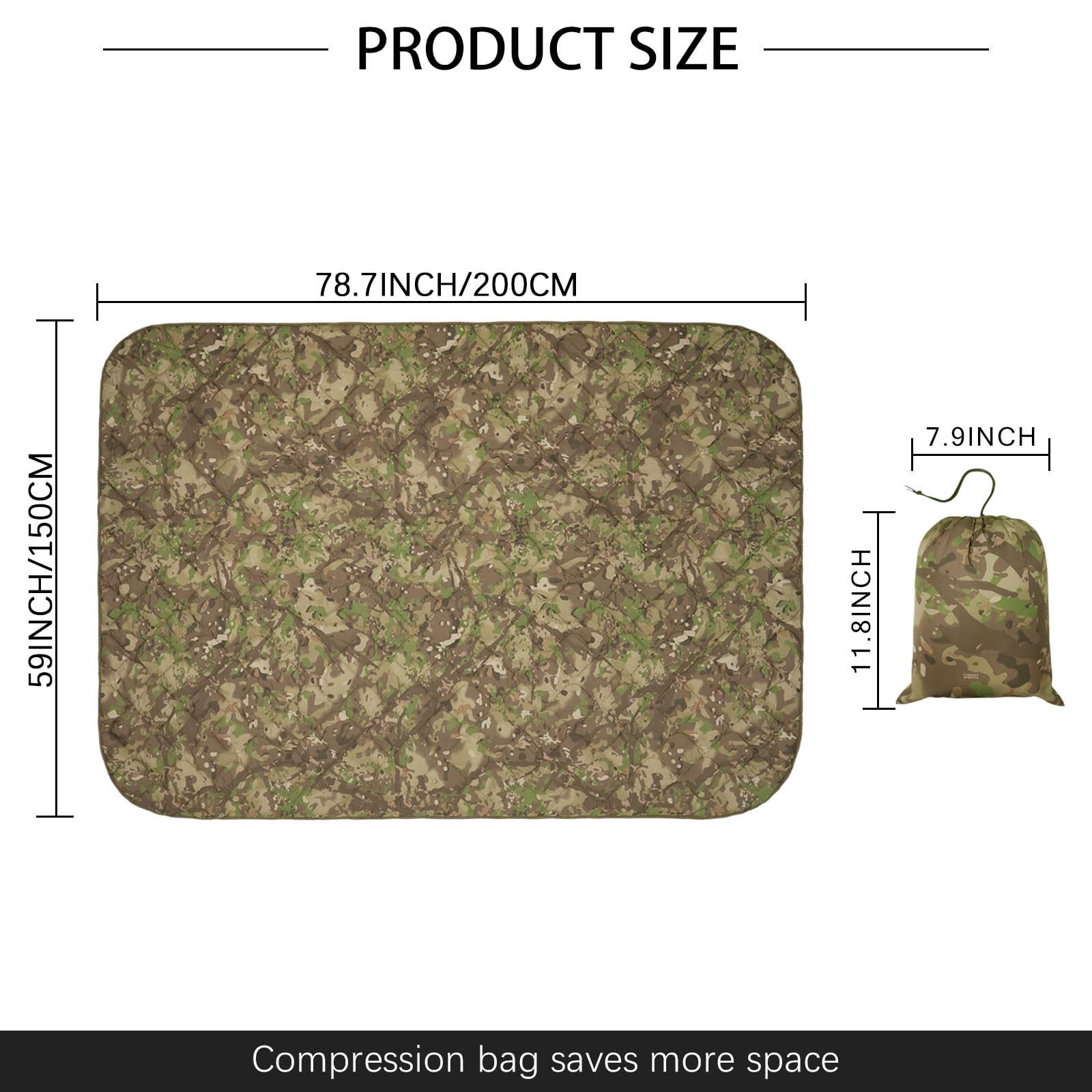 LOOGU – couverture camouflage Woobie imperméable, doublure de poncho pour le camping en plein air, la randonnée, la chasse, la survie, la randonnée, le pique-nique