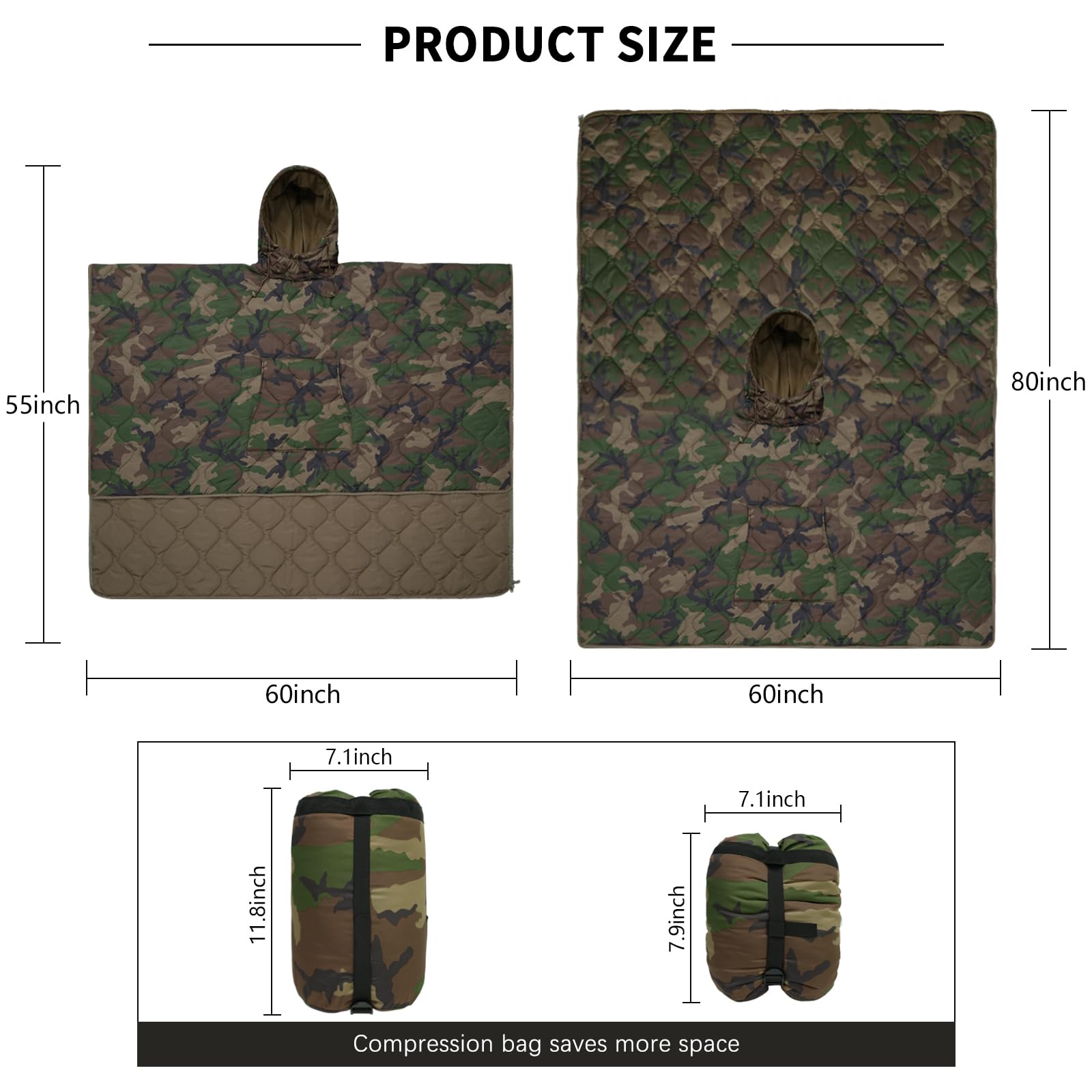 LOOGU Camo Blanket Zipper Insulated Sleeping Bag IP10