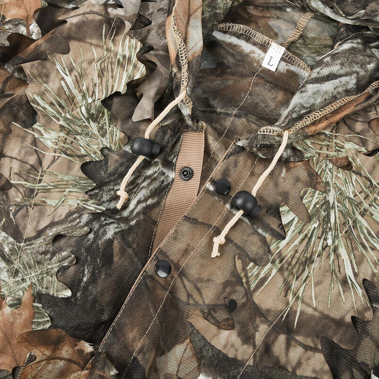 LOOGU Costume Ghillie de Chasse, Costume de Camouflage à Feuilles 3D Accessoires Militaires et de Tir Vêtements Tactiques pour Airsoft, Photographie de la Faune Halloween