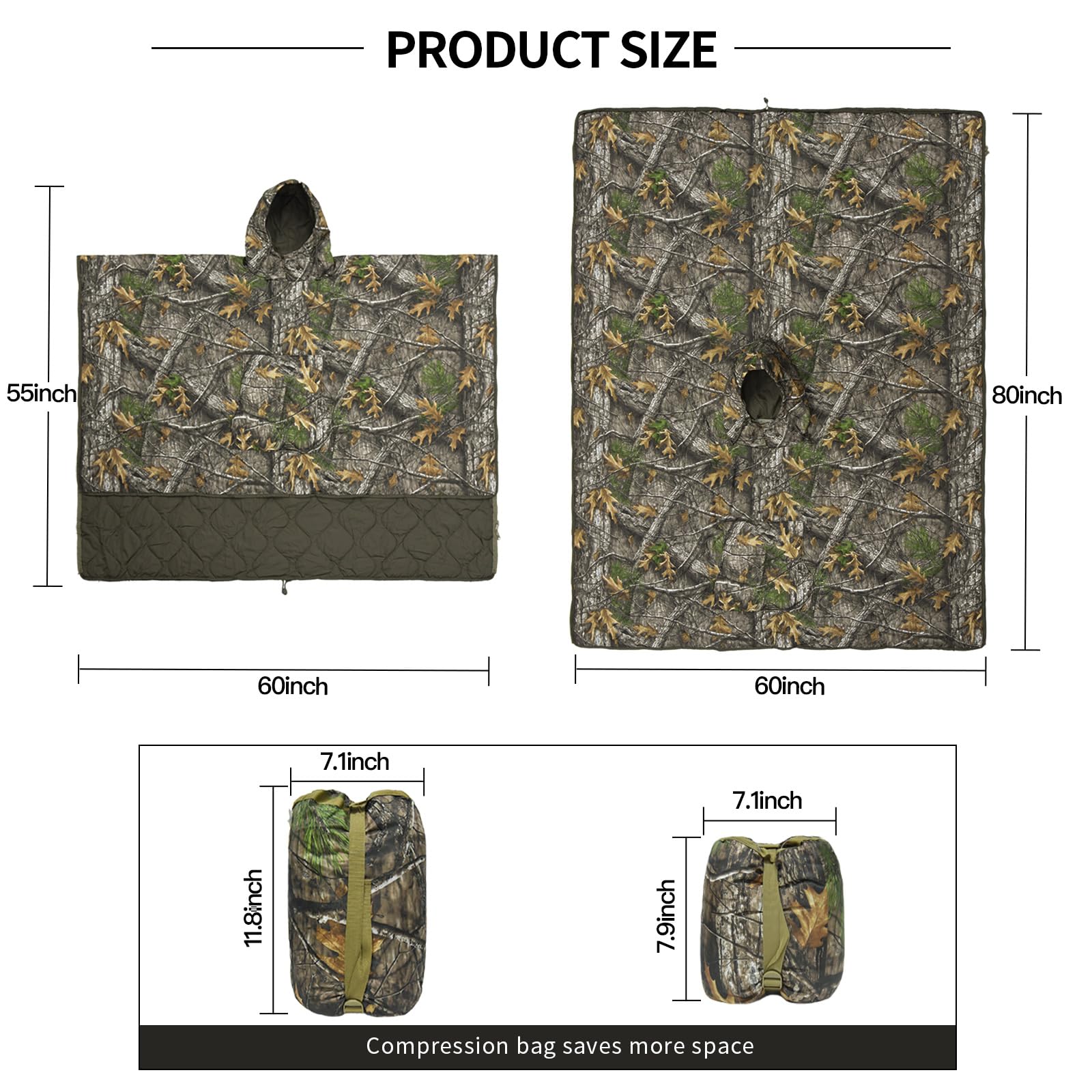 LOOGU Camo Blanket Zipper Insulated Sleeping Bag IP10