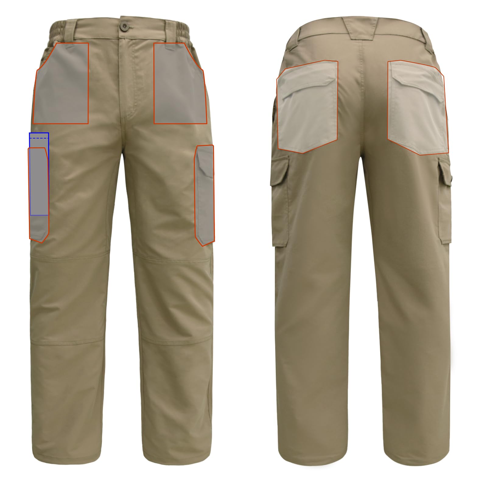 LOOGU Camo Hunting Pants 7 Pockets Khaki H30