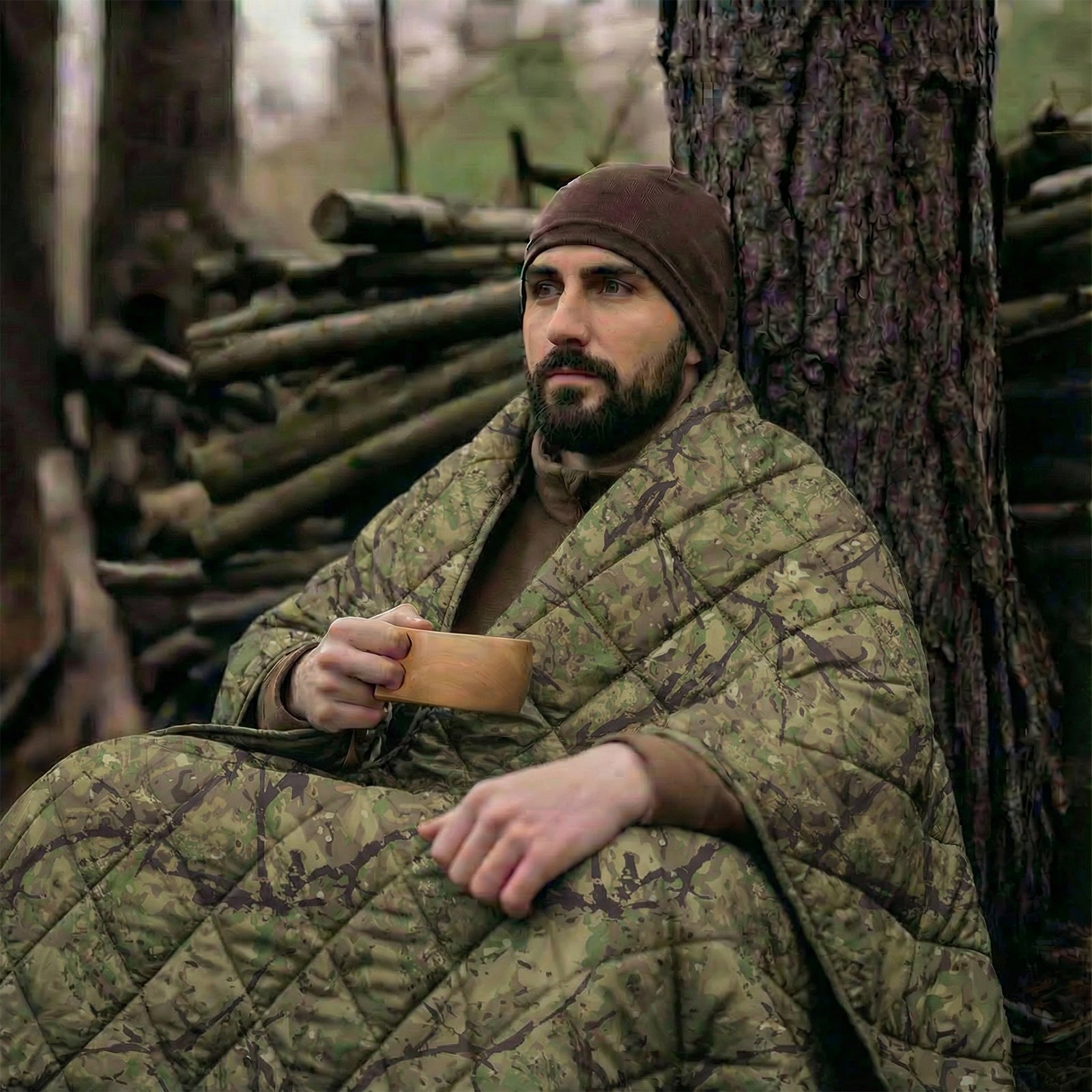 LOOGU – couverture camouflage Woobie imperméable, doublure de poncho pour le camping en plein air, la randonnée, la chasse, la survie, la randonnée, le pique-nique