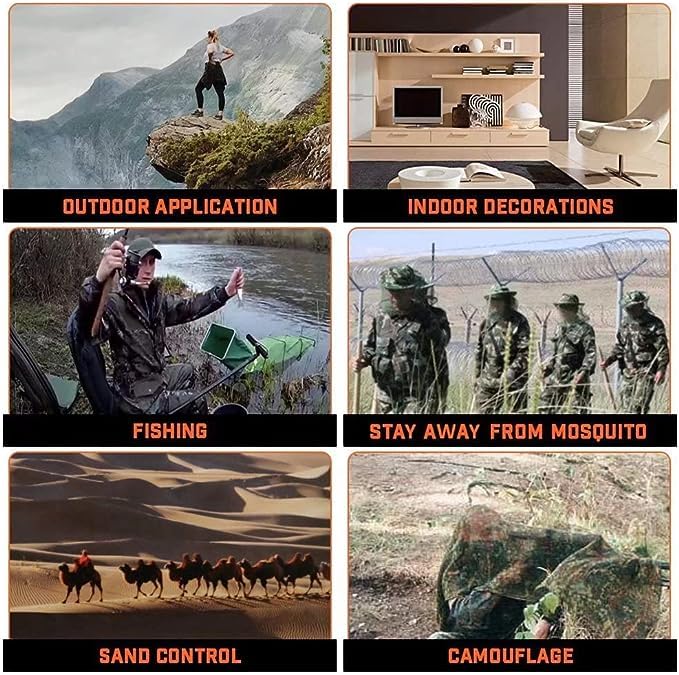 LOOGU Camouflage Netting, Tactical Mesh Net Camo Scarf with Double-sided Prints for Wargame,Sports & Other Outdoor Activities
