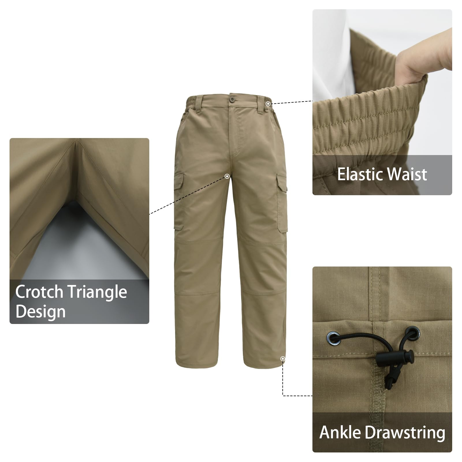 LOOGU Camo Hunting Pants 7 Pockets Khaki H30