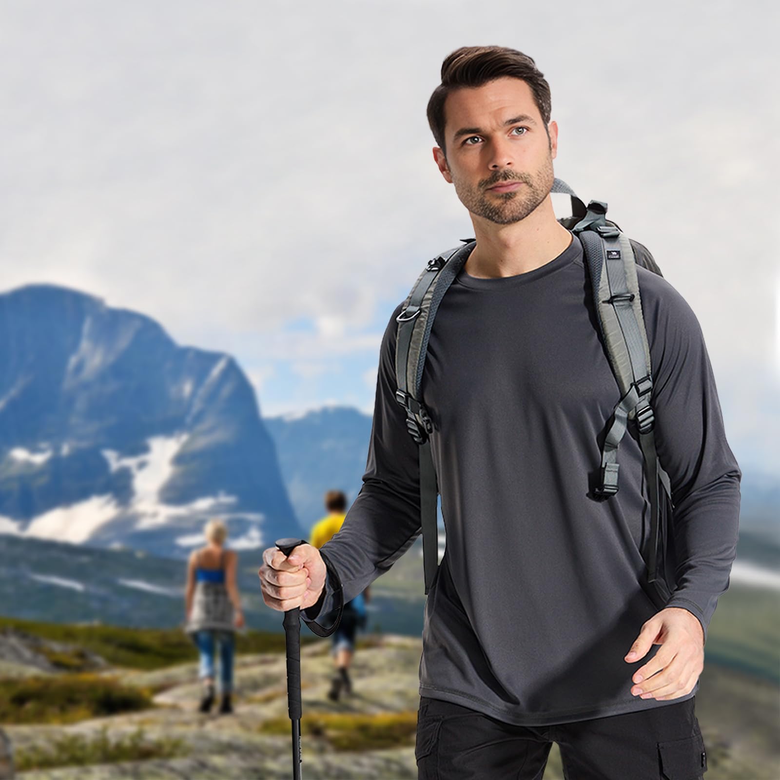 LOOGU Men’s Outdoor Long Sleeve Shirt Dark Grey T30