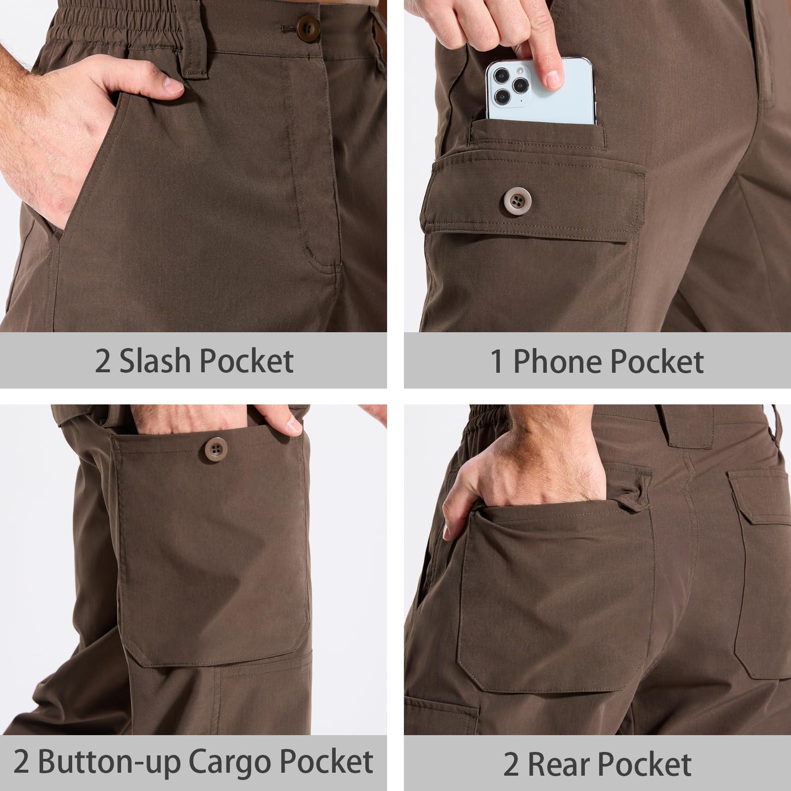 LOOGU Camo Hunting Pants 7 Pockets Dark Brown H30