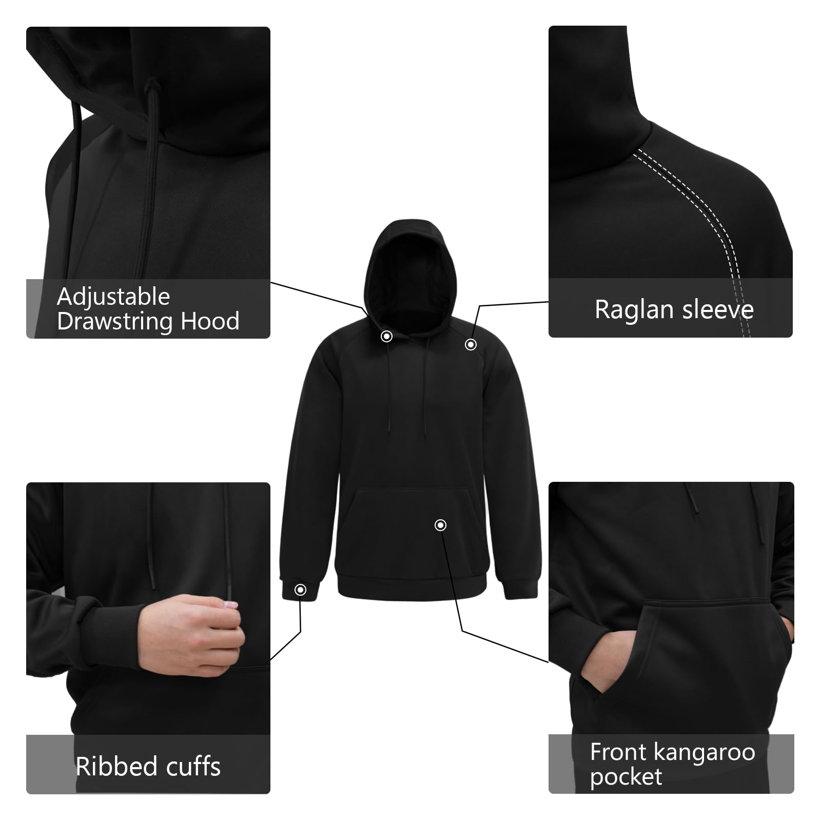 LOOGU Hunting Fleece Zipper Hoodie-Black D60