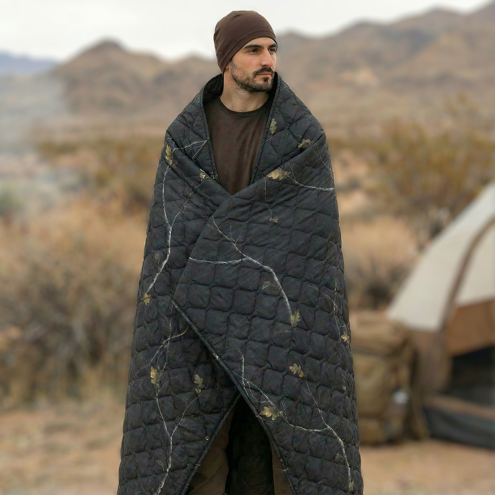 LOOGU – couverture camouflage Woobie imperméable, doublure de poncho pour le camping en plein air, la randonnée, la chasse, la survie, la randonnée, le pique-nique