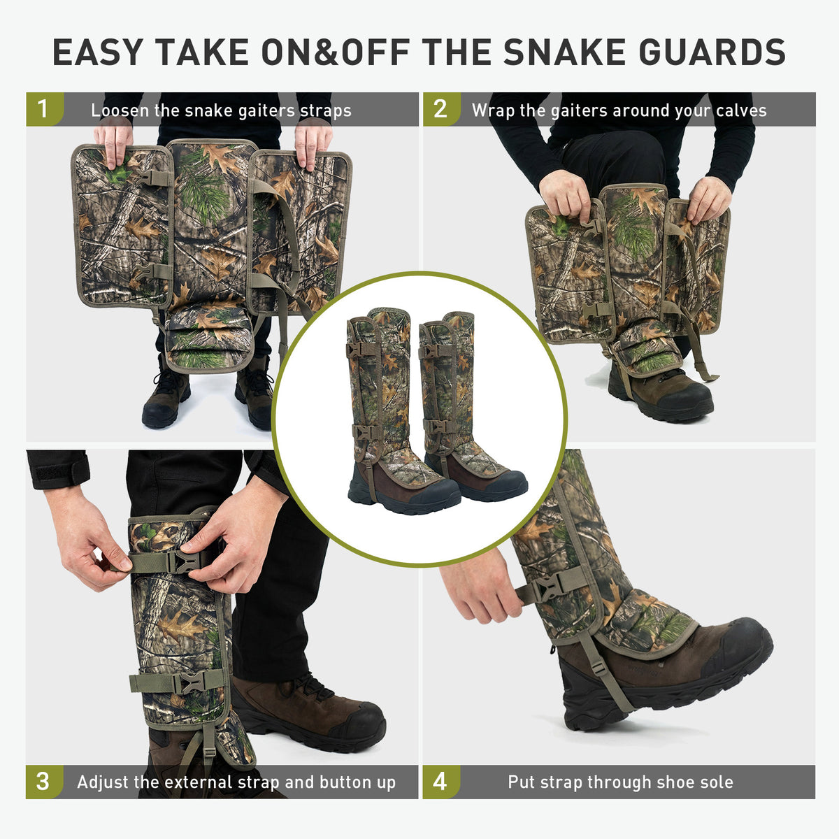 LOOGU Snake Gaiters, Waterproof Oxford Leg Guards for Hunting Hiking SG10