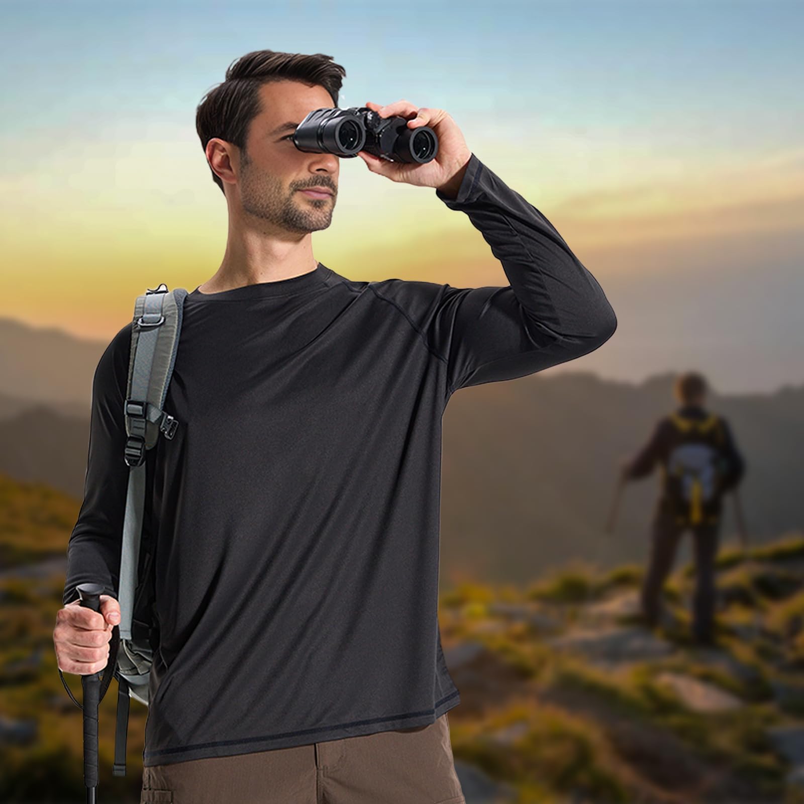 LOOGU Men’s Outdoor Long Sleeve Shirt Black T30