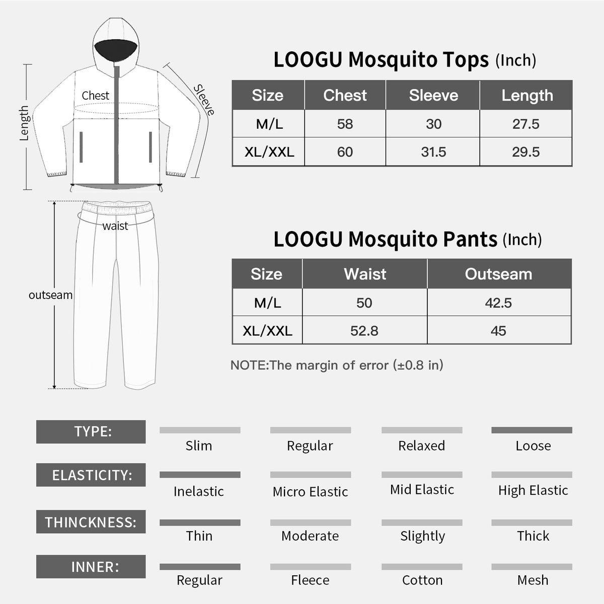 LOOGU Camo Mosquito Suits
