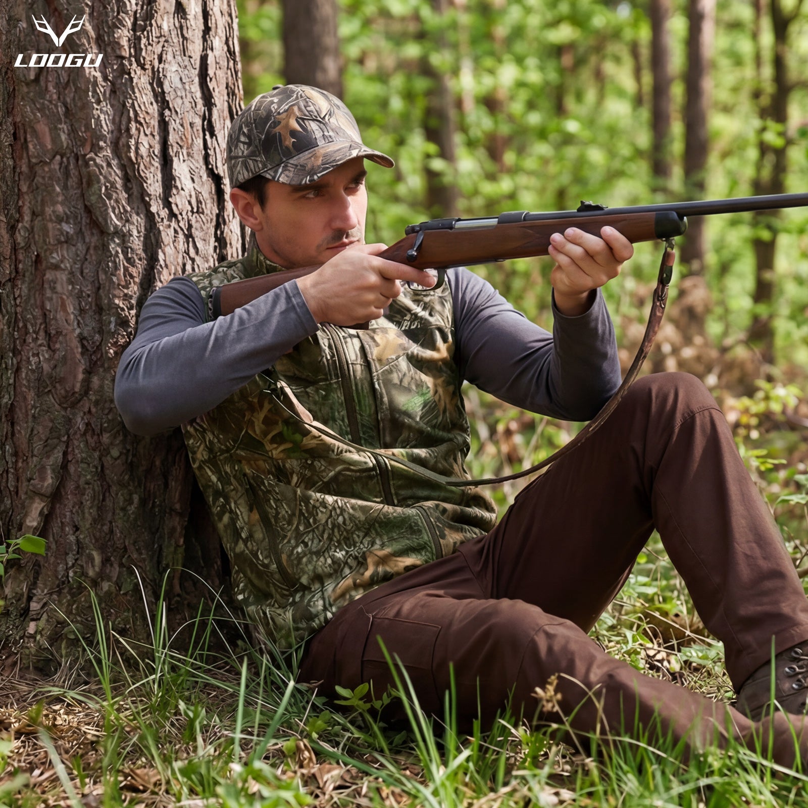 LOOGU Men’s Camo Hunting Vest Lightweight with Pockets M30