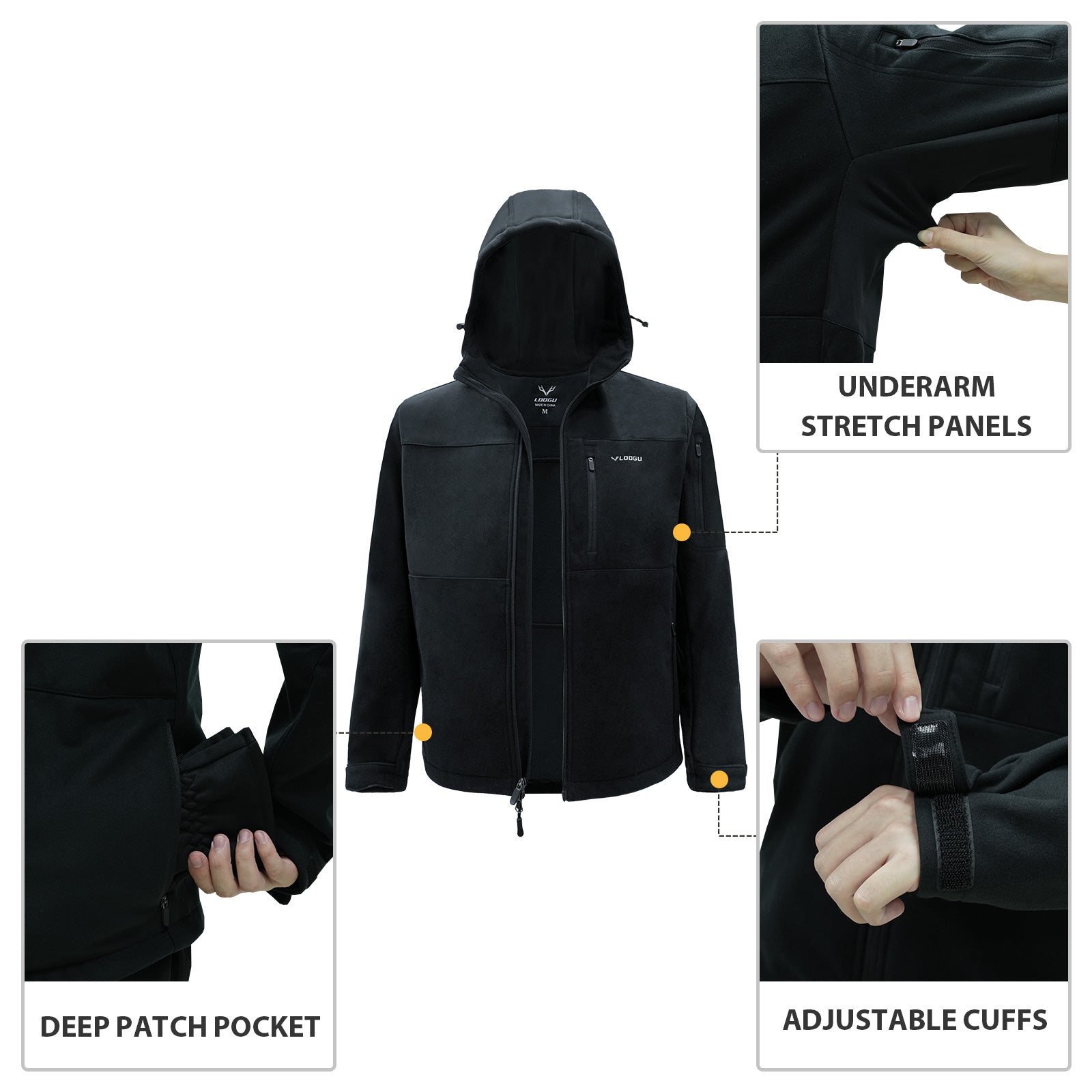 LOOGU Fleece Lining Hooded Casual Jacket M50-1