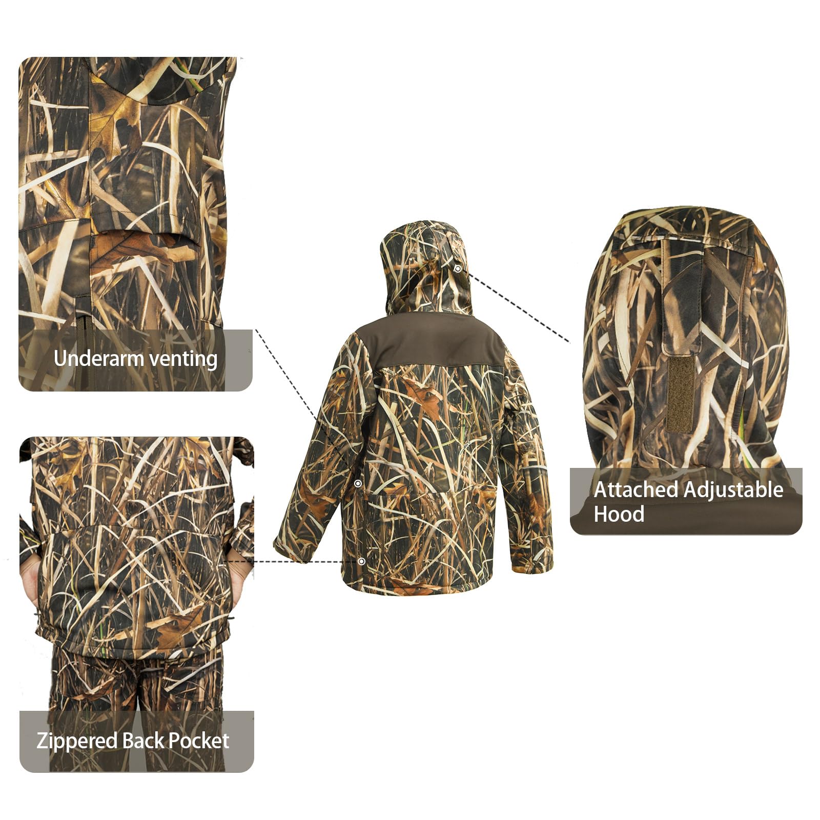 LOOGU Mens Hunting Jacket Grass Camo M50