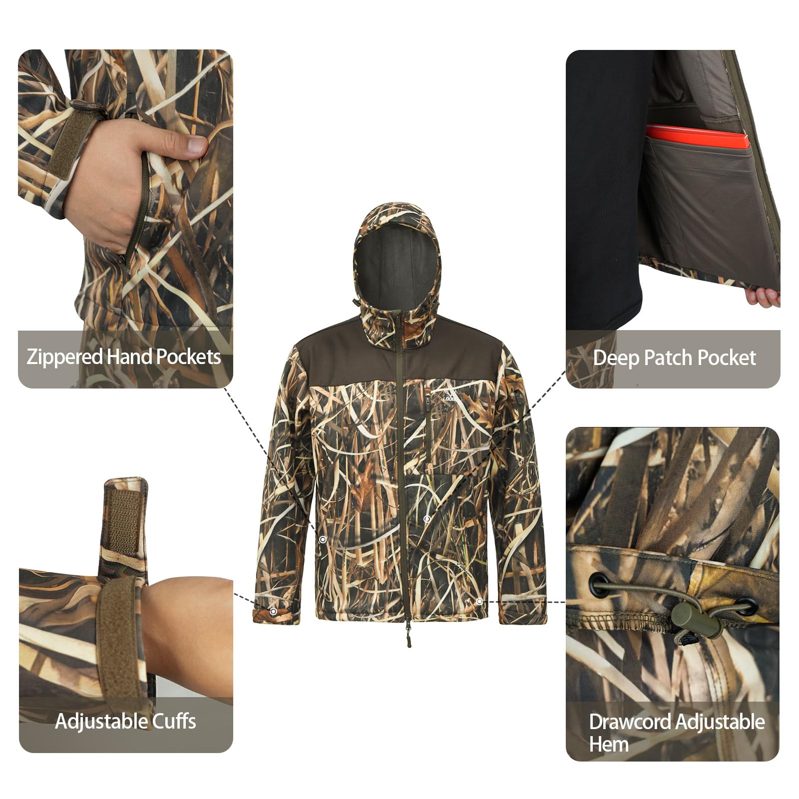 LOOGU Mens Hunting Jacket Grass Camo M50