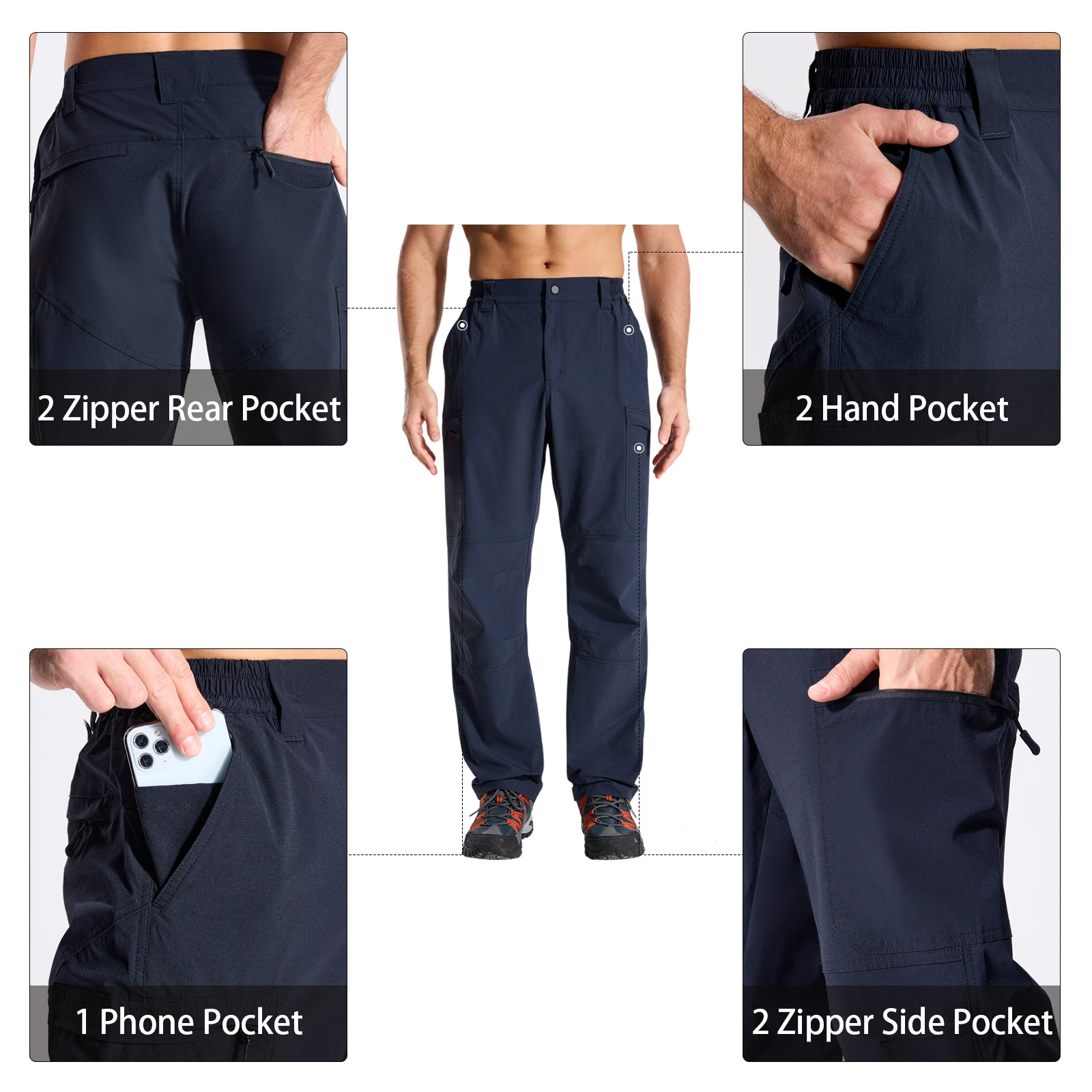 LOOGU Men's 7-Pocket Fishing Pant-Navy H80