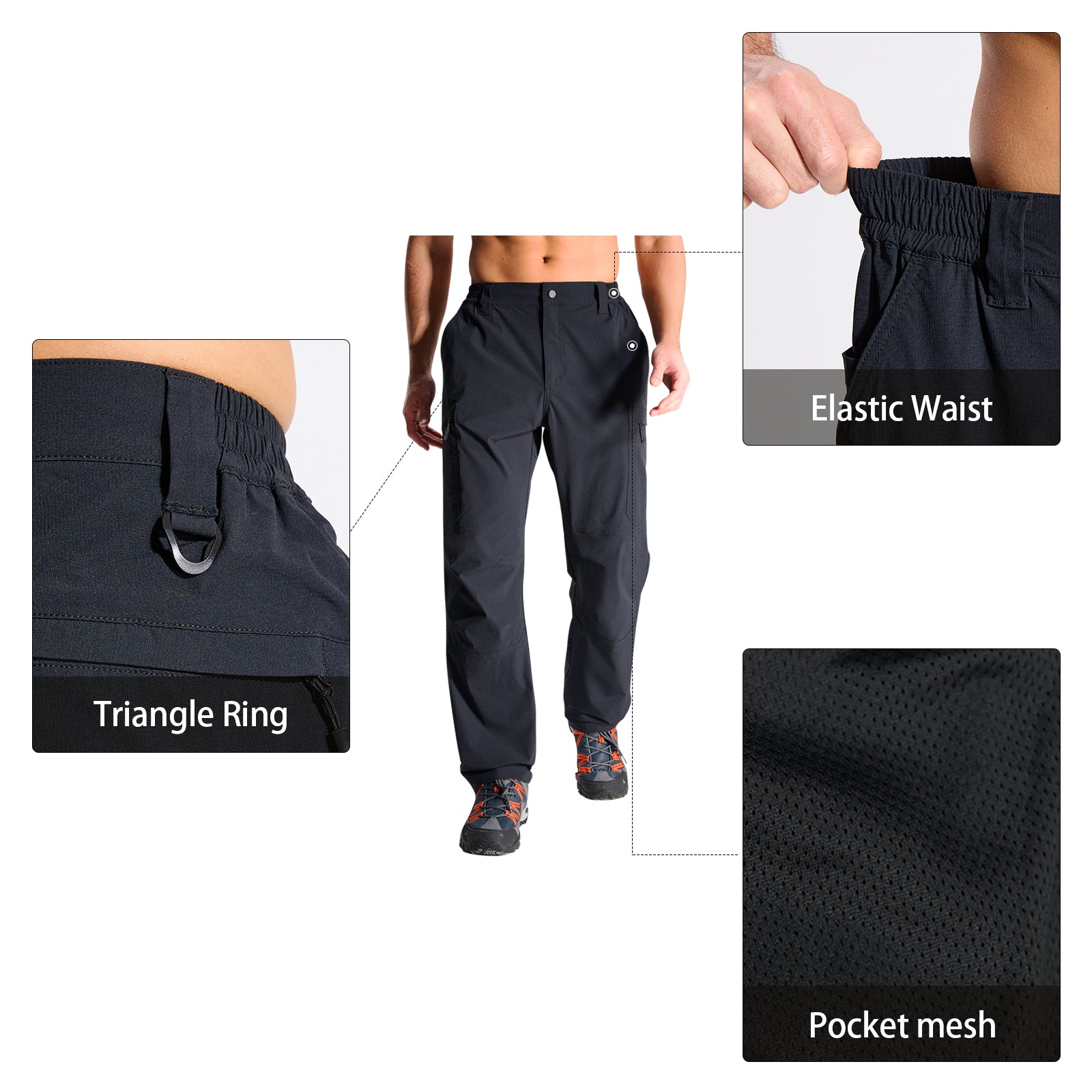 LOOGU Men's 7-Pocket Fishing Pant-Black H80