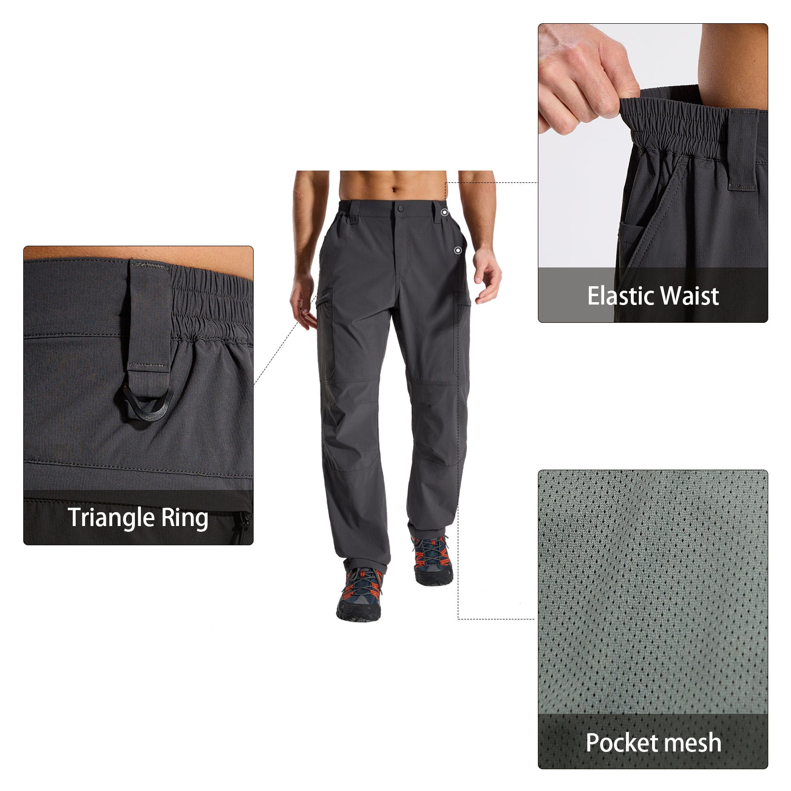 LOOGU Men's 7-Pocket Fishing Pant-Gray H80