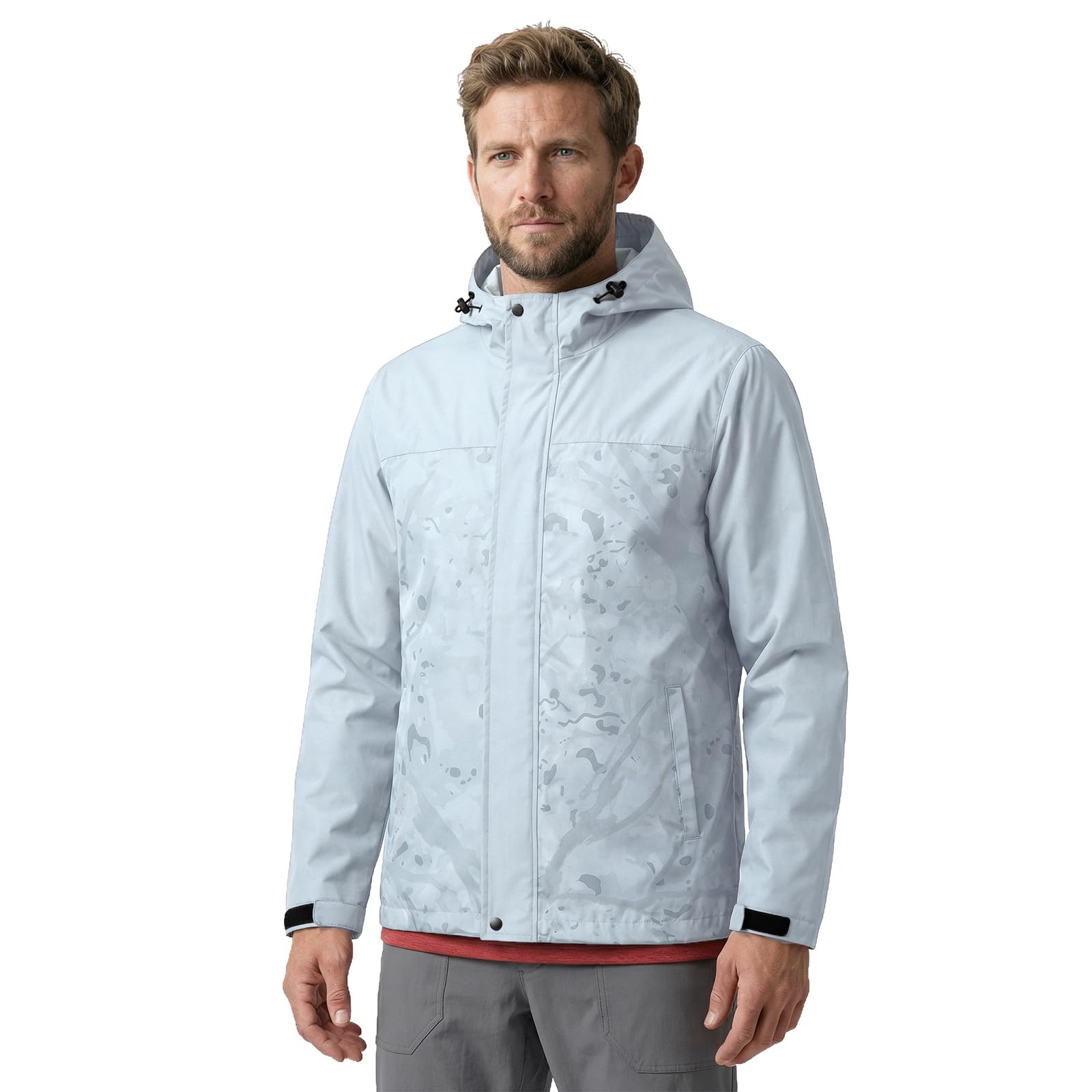 LOOGU Men’s Waterproof Packable Rain Jacket with Hood and Mesh Lining J40